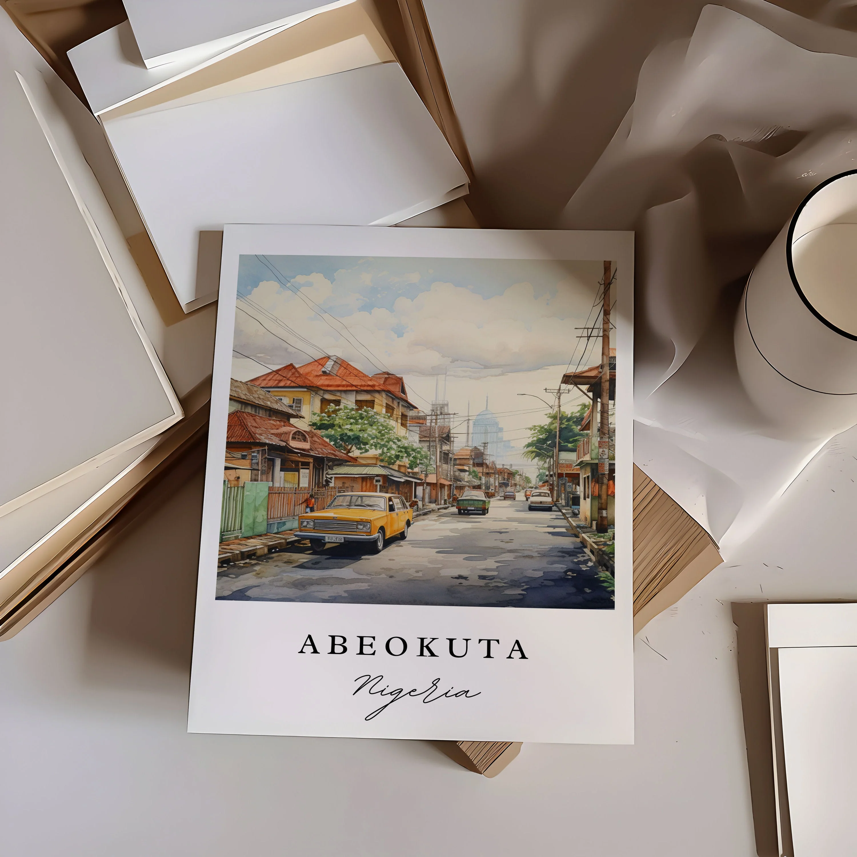 Abeokuta, Nigeria – Watercolor Art Print - Image 3