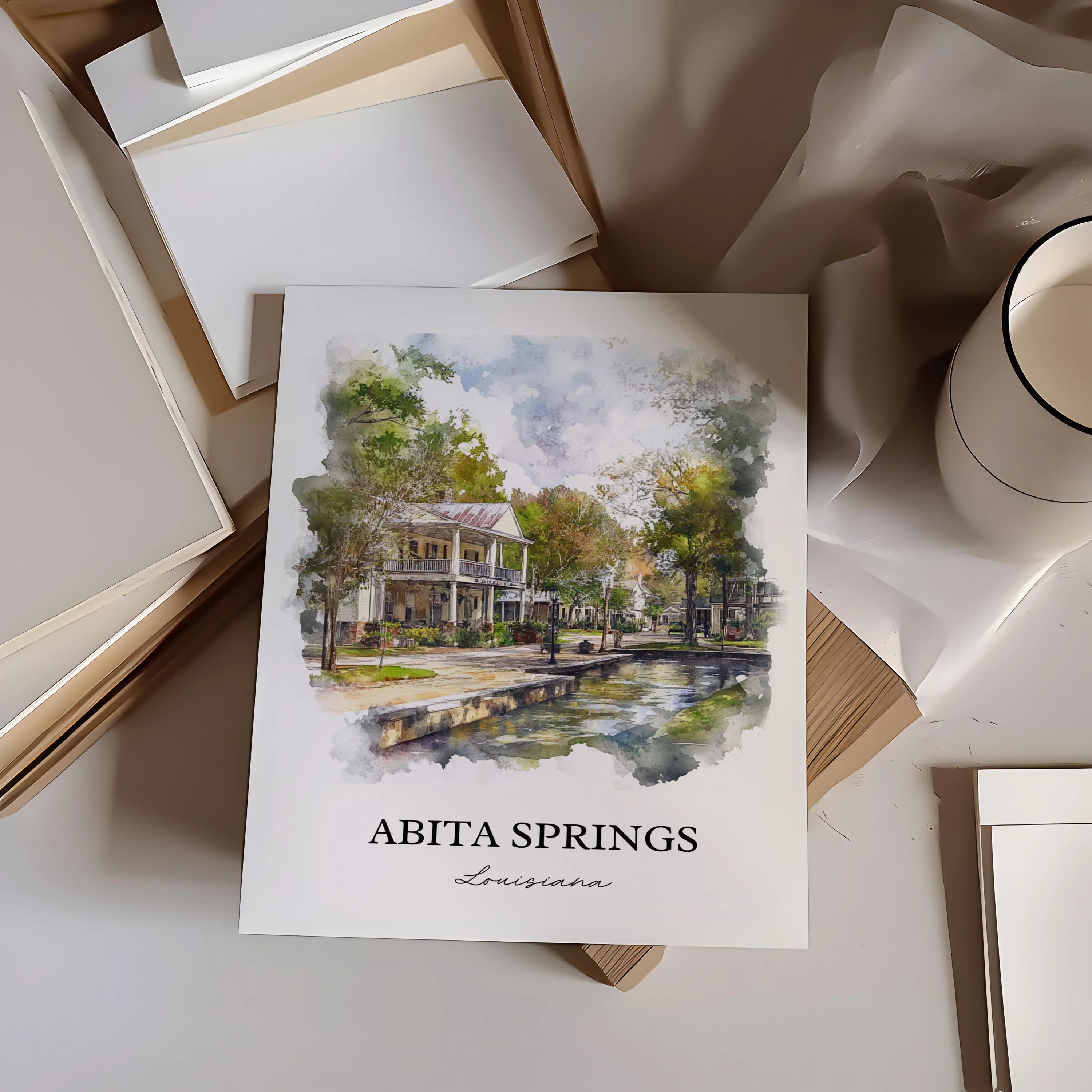 Abita Springs, Louisiana – Watercolor Art Print - Image 5