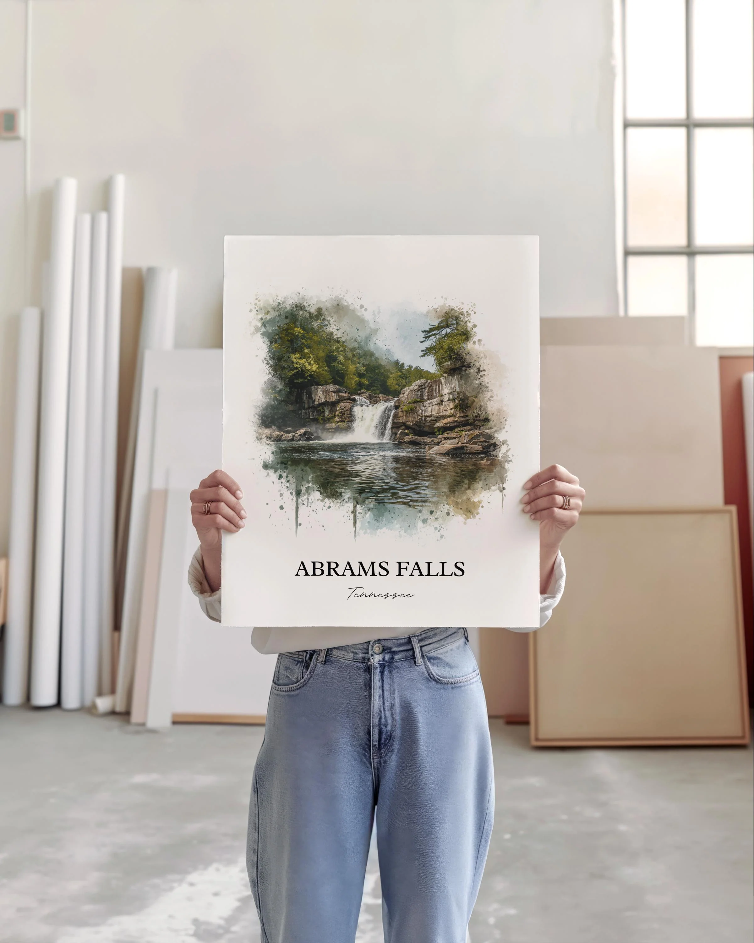 Abrams Falls, Tennessee, USA – Watercolor Art Print - Image 3