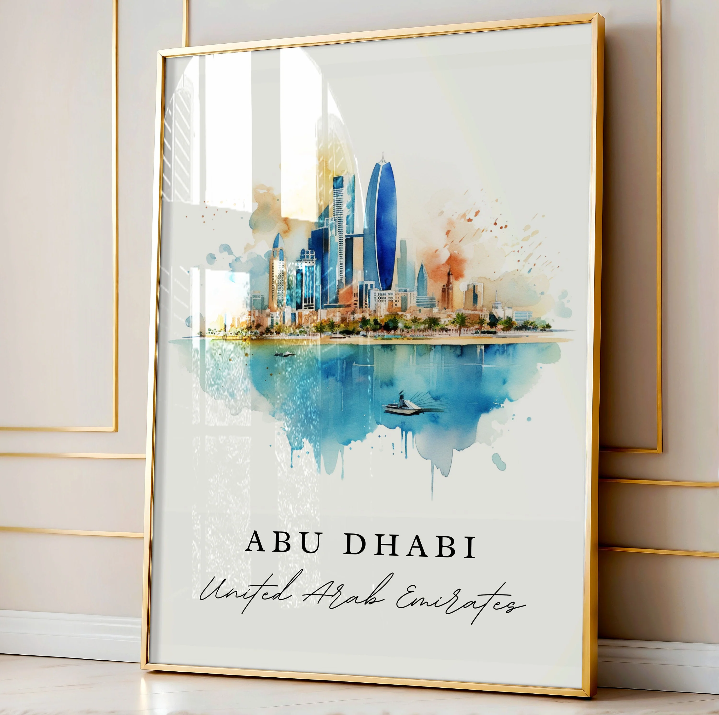 Abu Dhabi, United Arab Emirates – Watercolor Art Print - Image 4