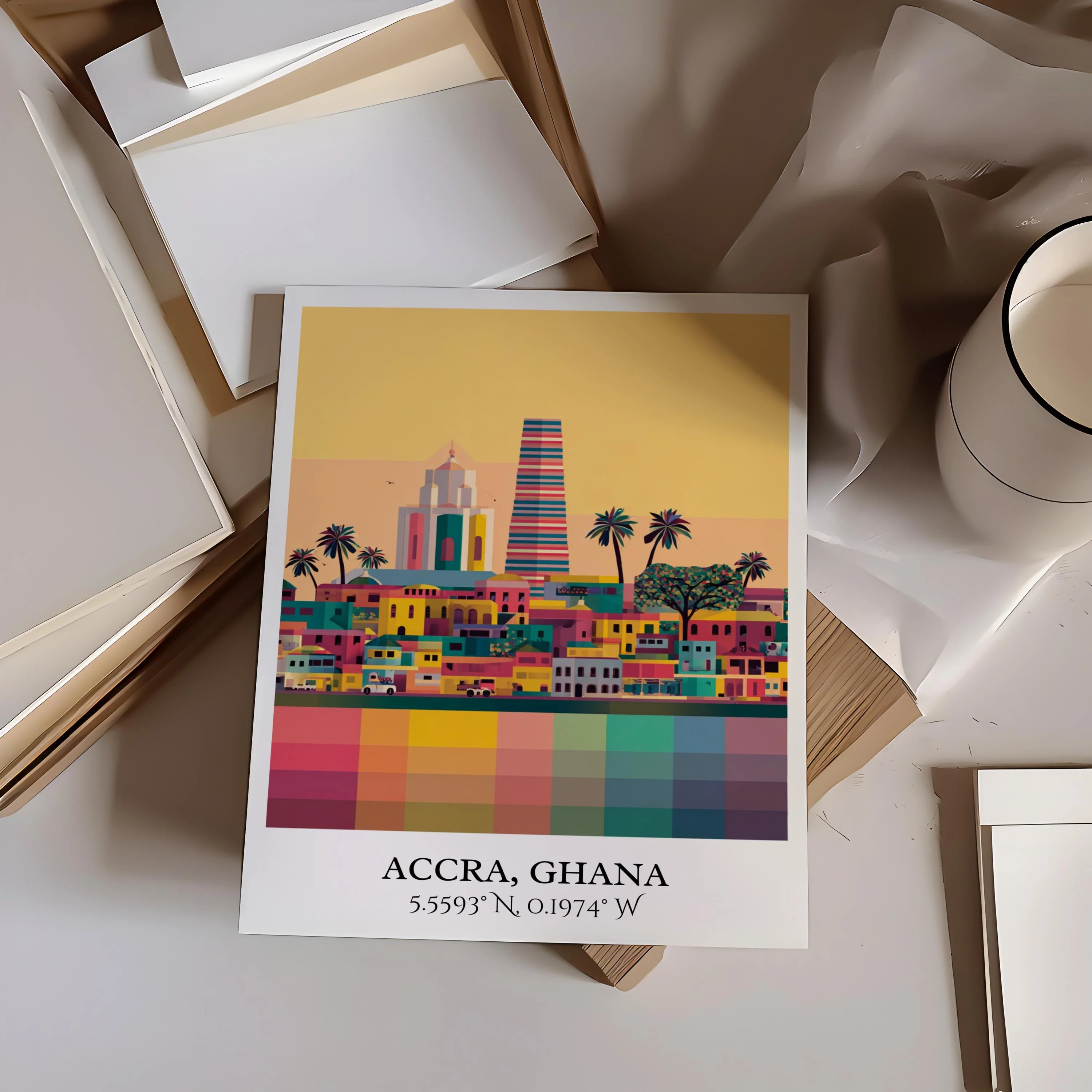 Accra, Ghana – Watercolor Art Print - Image 4