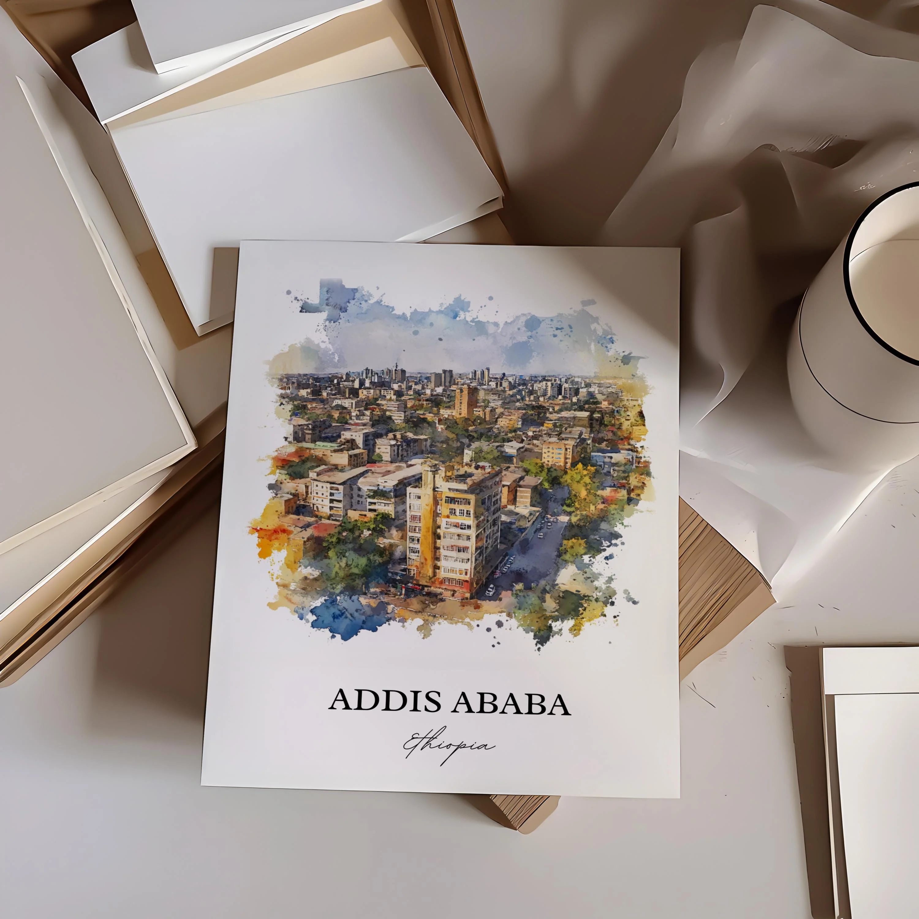 Addis Ababa, Ethiopia – Watercolor Art Print - Image 5