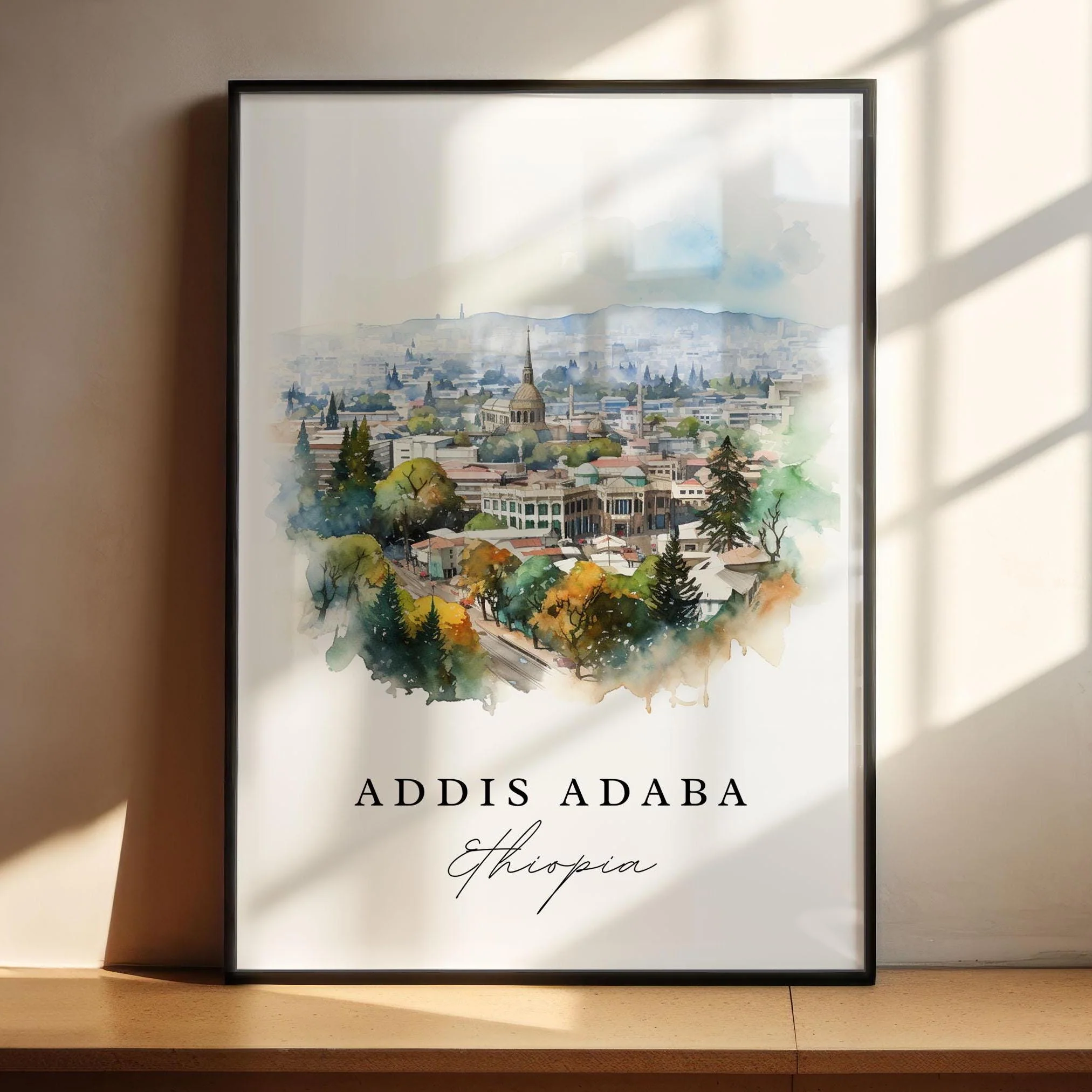 Addis Ababa, Ethiopia – Watercolor Art Print