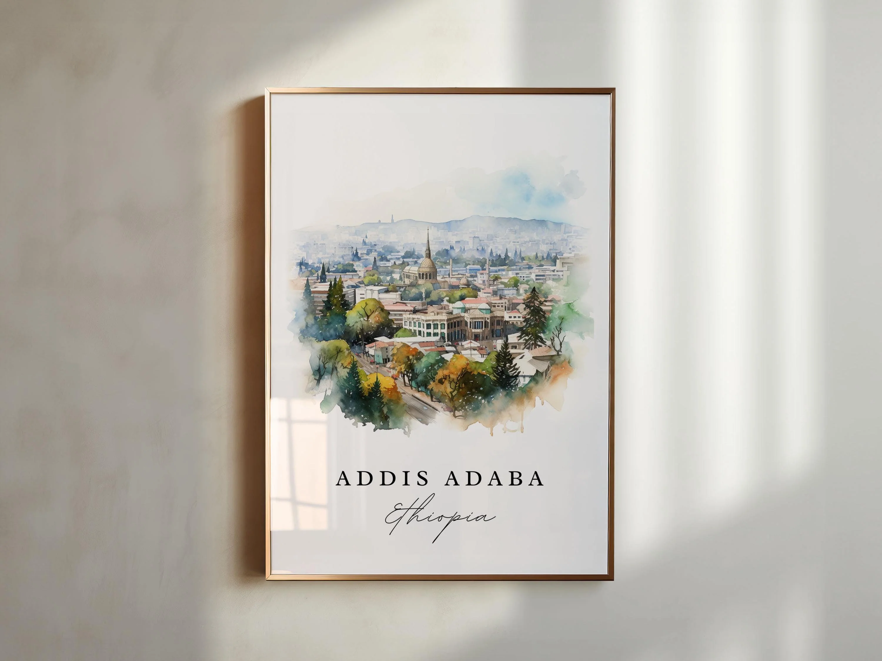 Addis Ababa, Ethiopia – Watercolor Art Print - Image 3