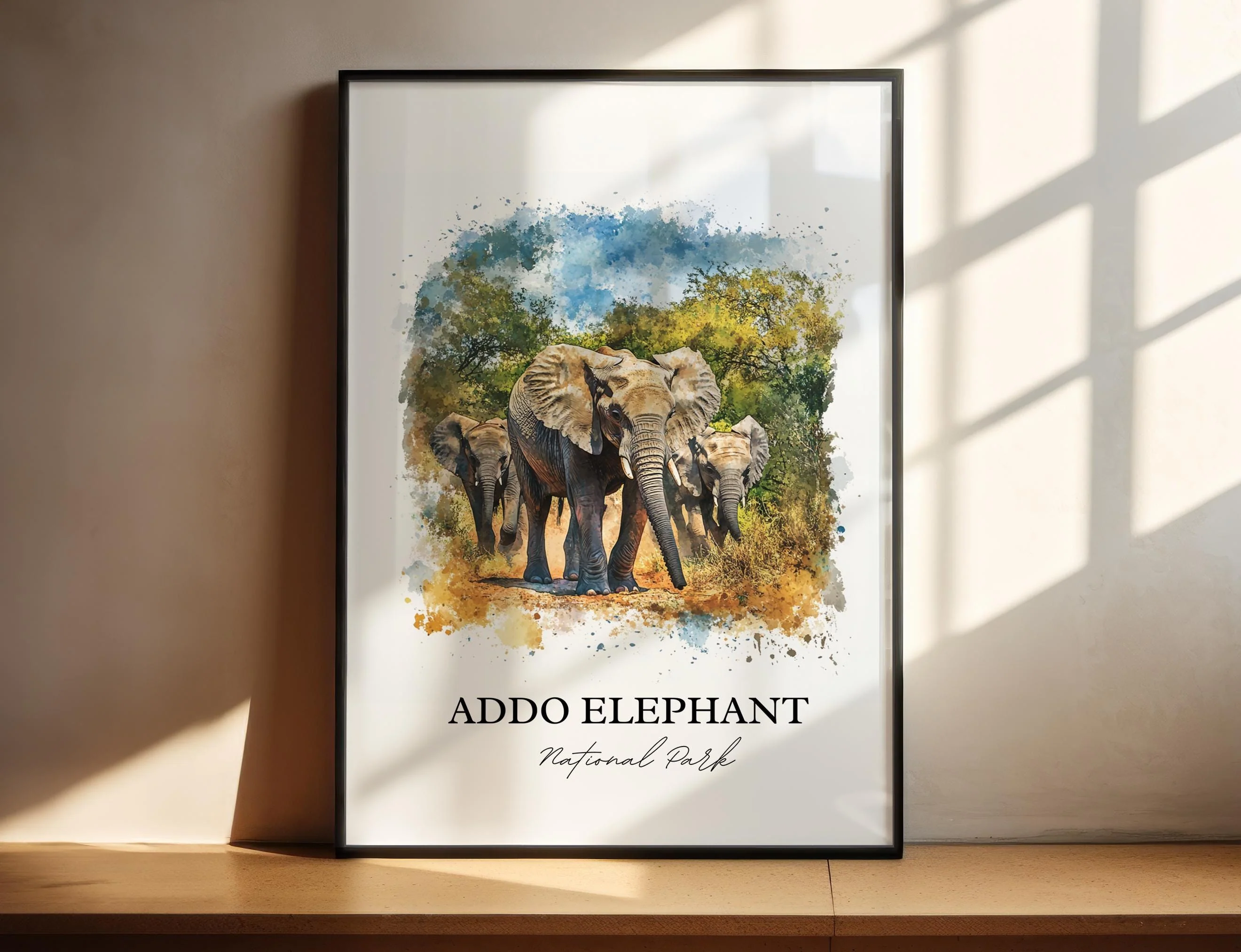 Addo Elephant National Park, South Africa – Watercolor Art Print
