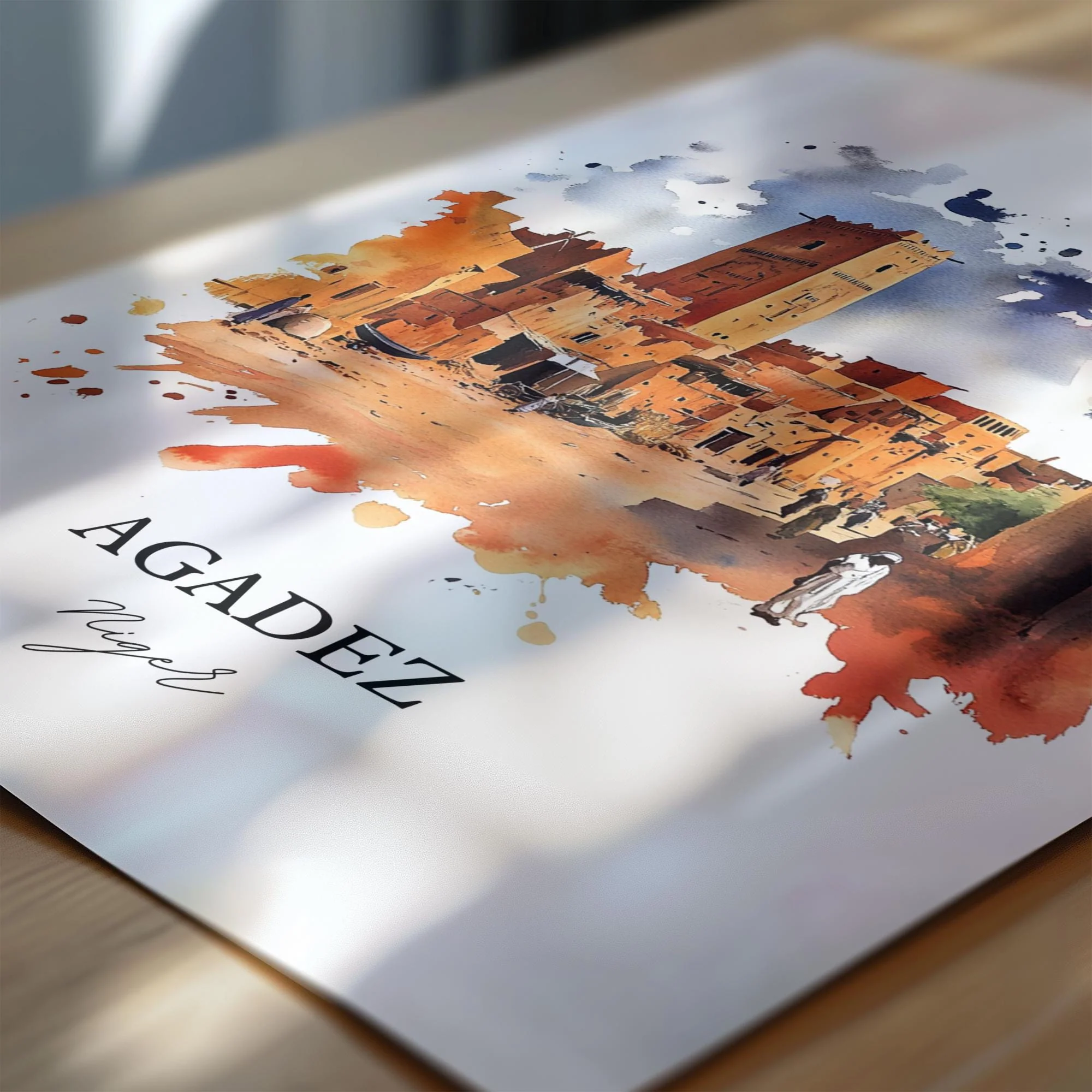 Agadez, Niger – Watercolor Art Print - Image 2