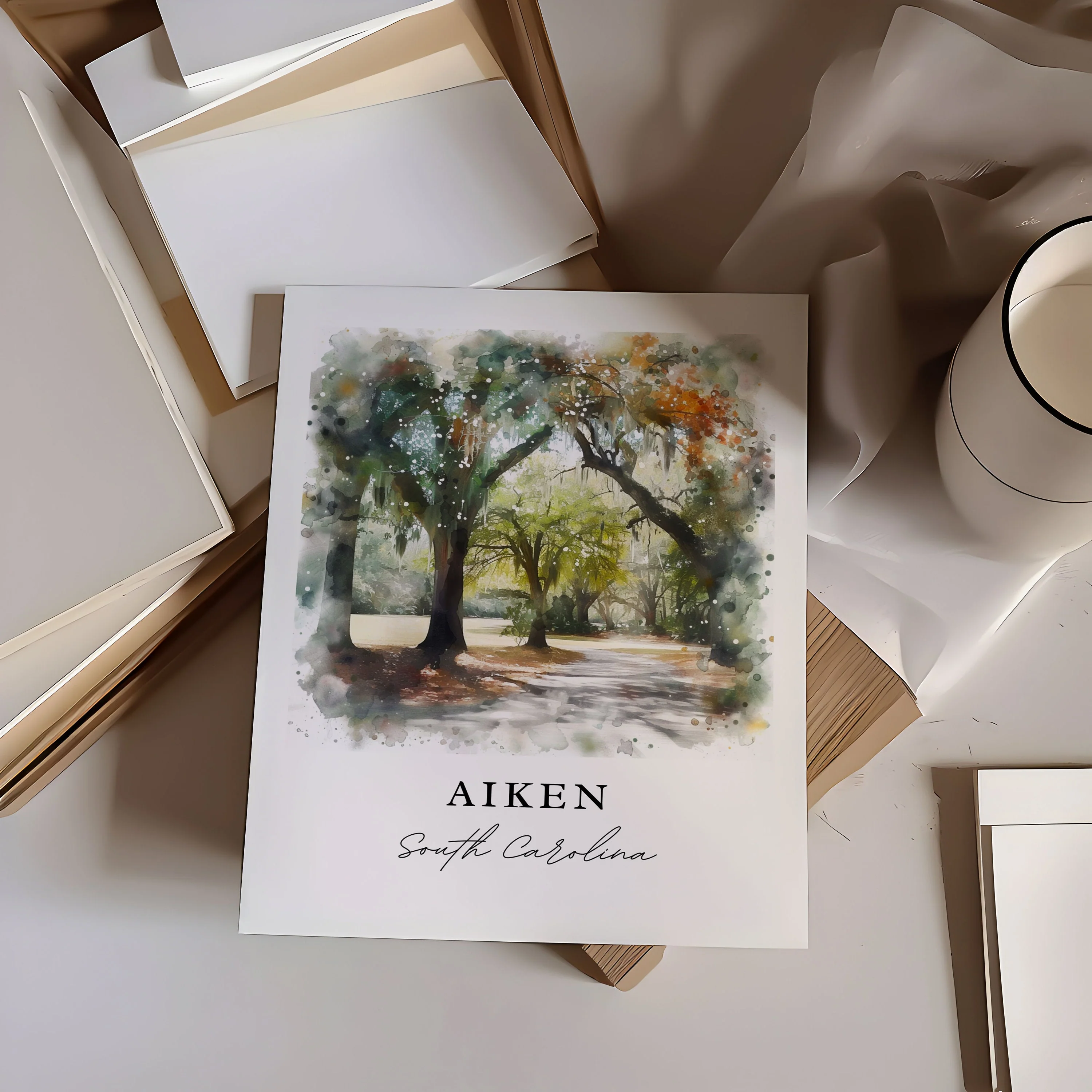 Aiken, South Carolina, South Carolina – Watercolor Art Print - Image 6