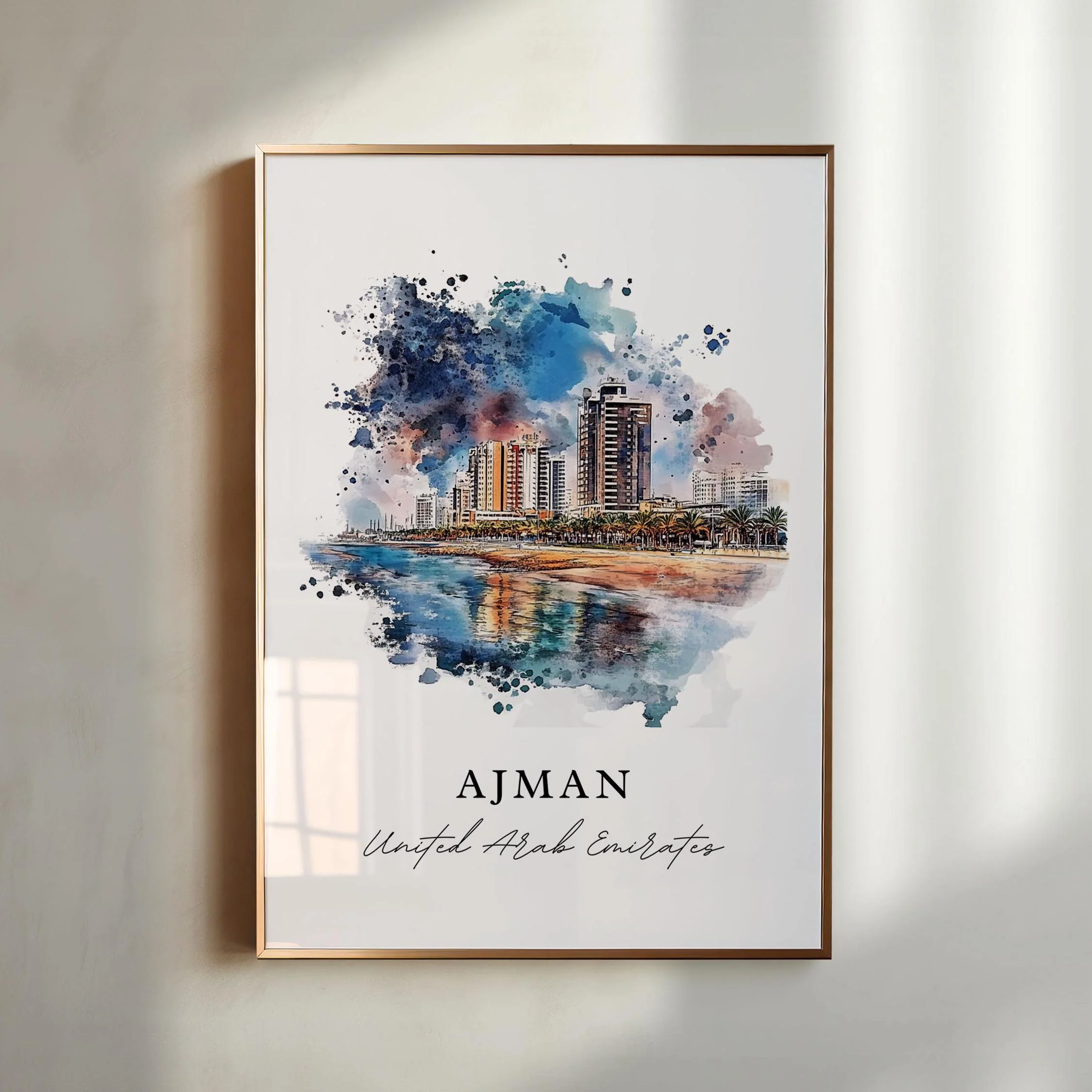 Ajman, UAE – Watercolor Art Print