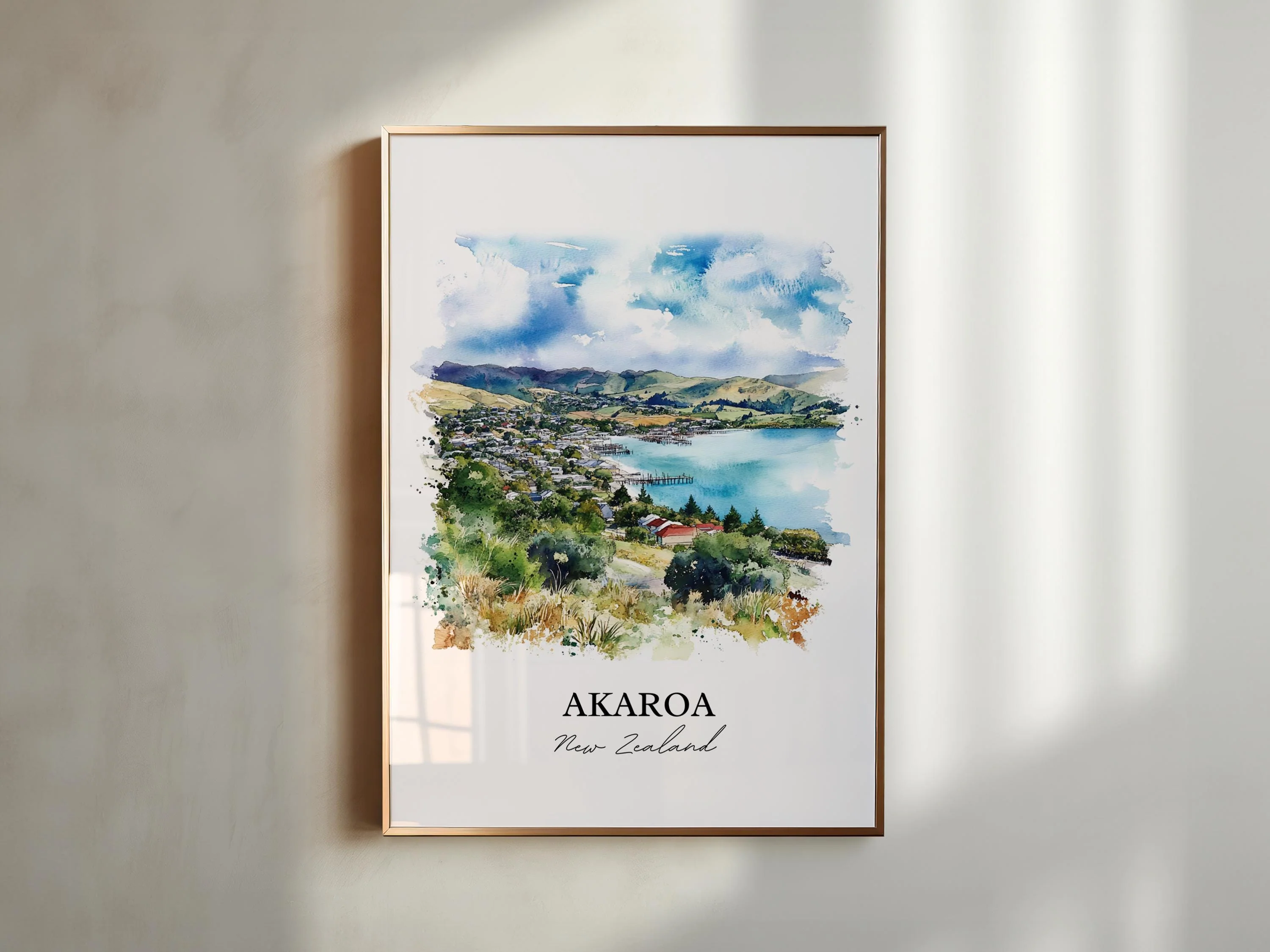 Akaroa, New Zealand – Watercolor Art Print - Image 3