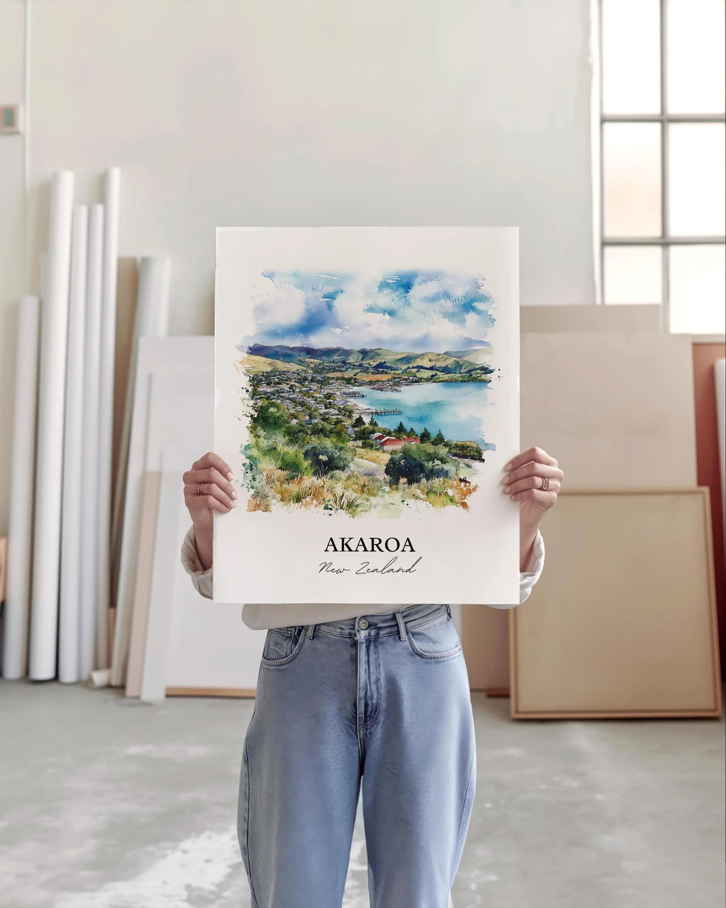 Akaroa, New Zealand – Watercolor Art Print - Image 4