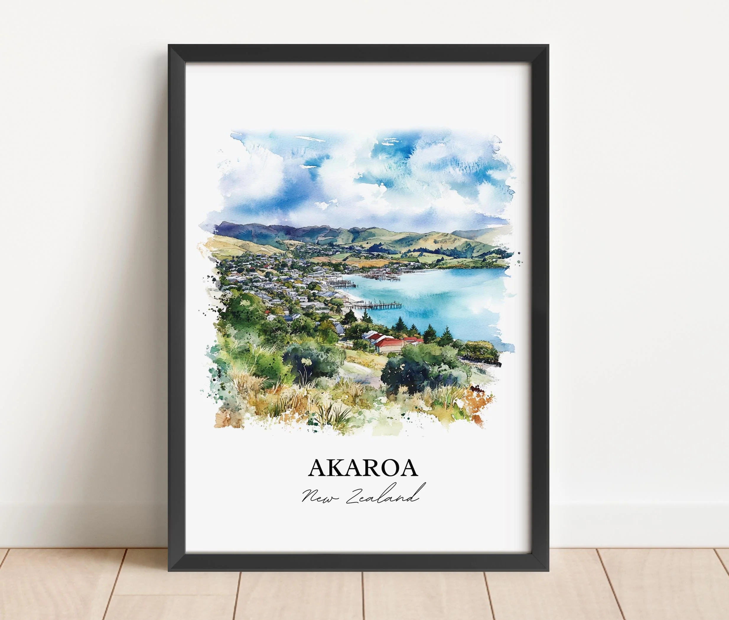 Akaroa, New Zealand – Watercolor Art Print - Image 6