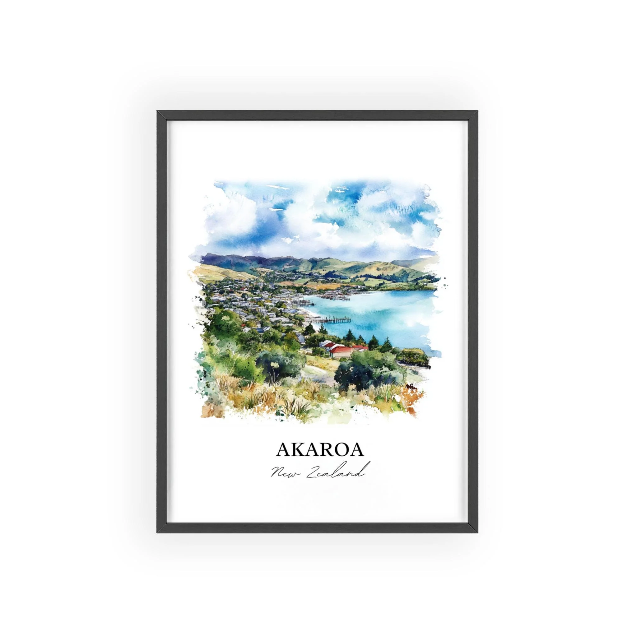 Akaroa, New Zealand – Watercolor Art Print - Image 7