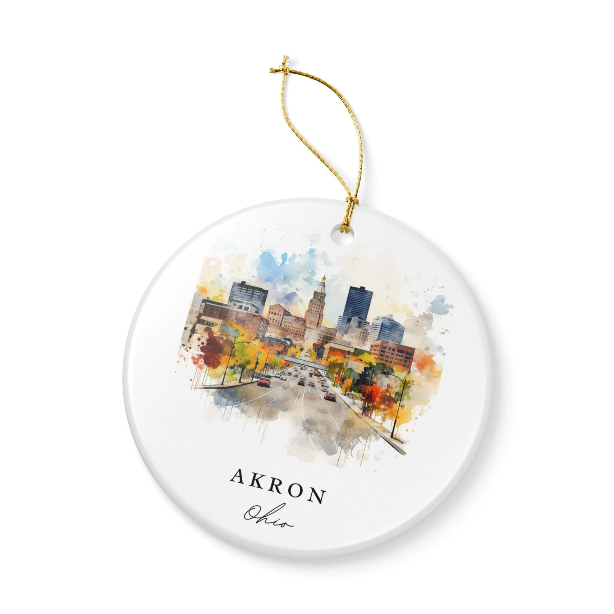 Akron Ohio Ornament: Unique Akron Ohio Souvenir, Ohio Xmas Decor, and Authentic Akron Ohio Gift - Image 3