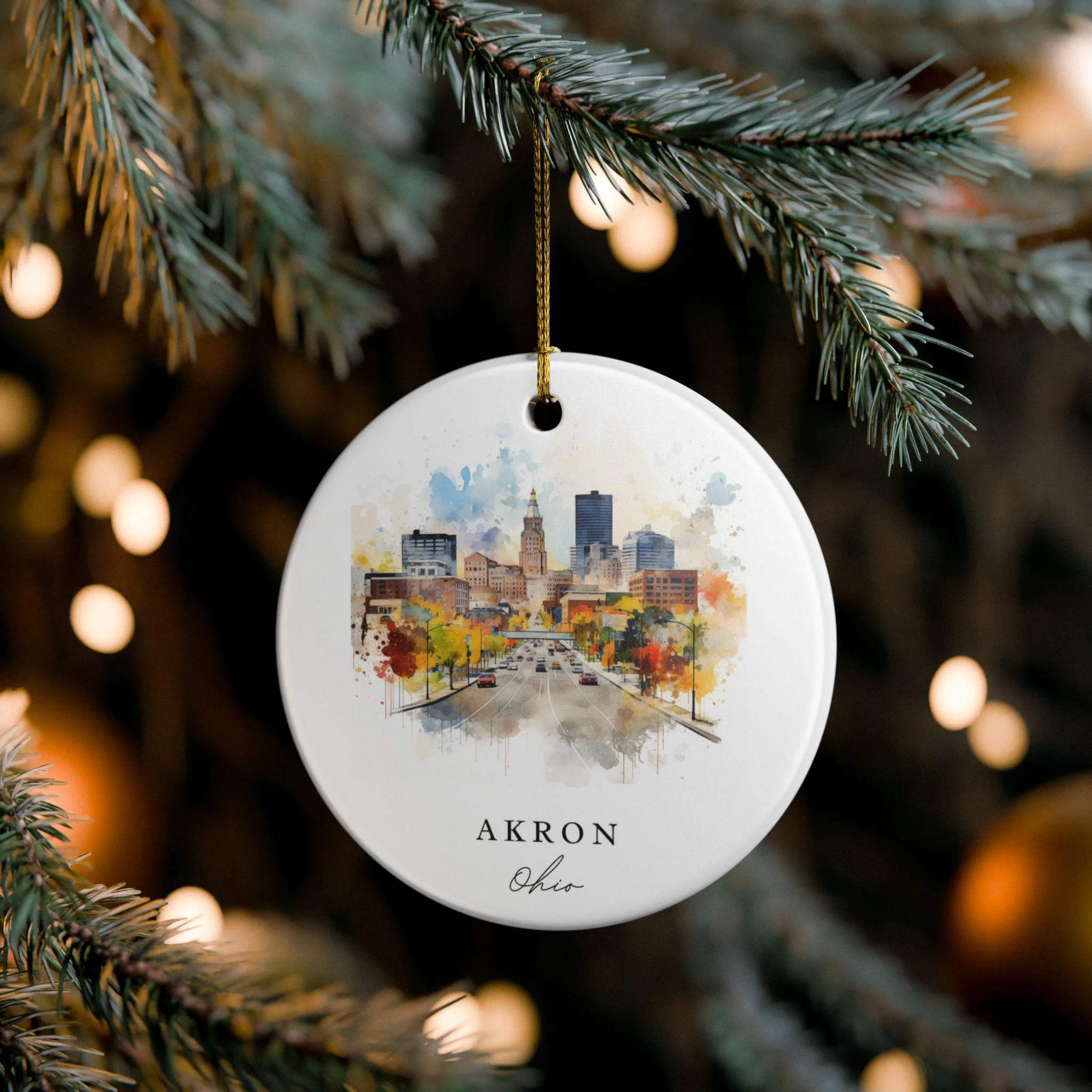 Akron Ohio Ornament: Unique Akron Ohio Souvenir, Ohio Xmas Decor, and Authentic Akron Ohio Gift - Image 4