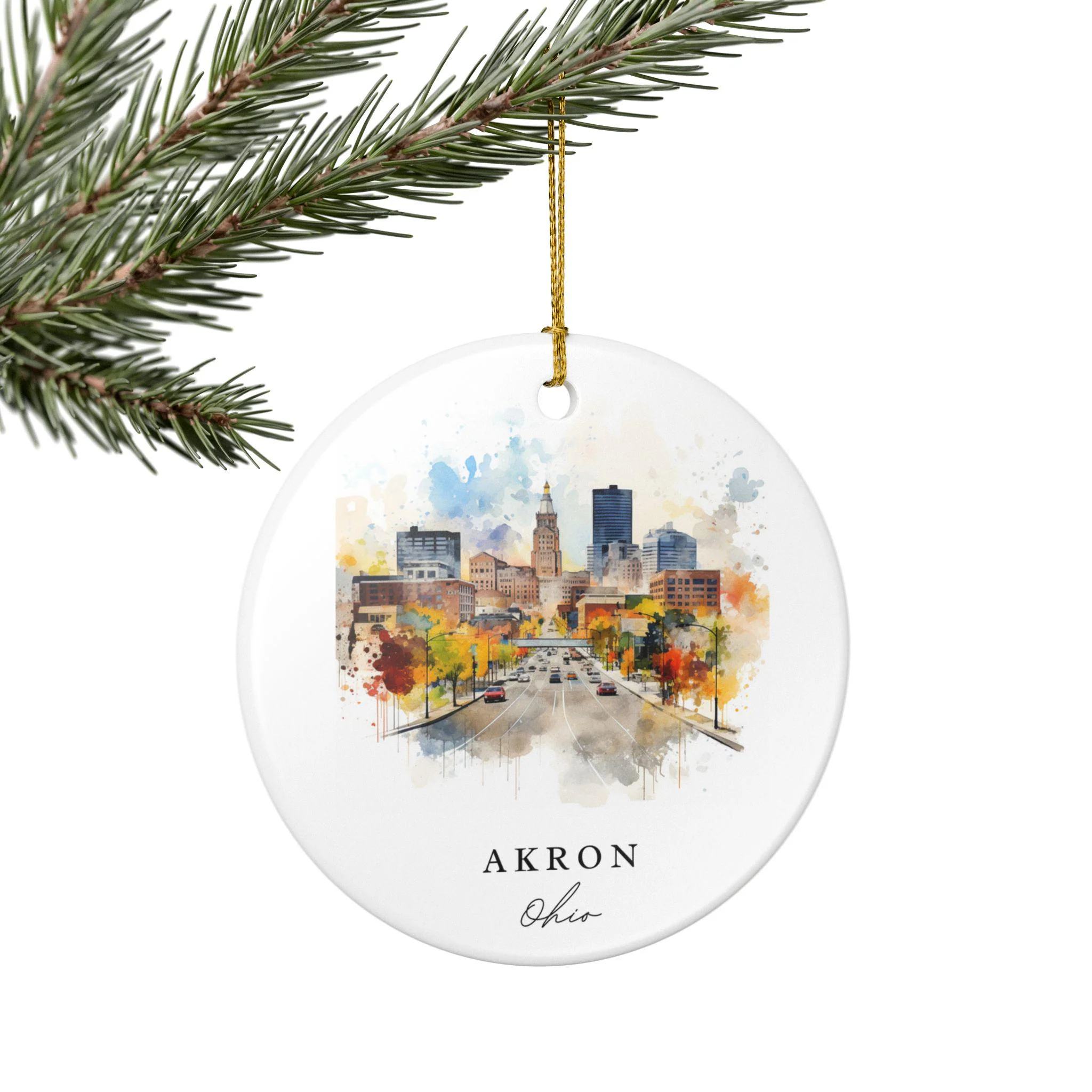 Akron Ohio Ornament: Unique Akron Ohio Souvenir, Ohio Xmas Decor, and Authentic Akron Ohio Gift - Image 5
