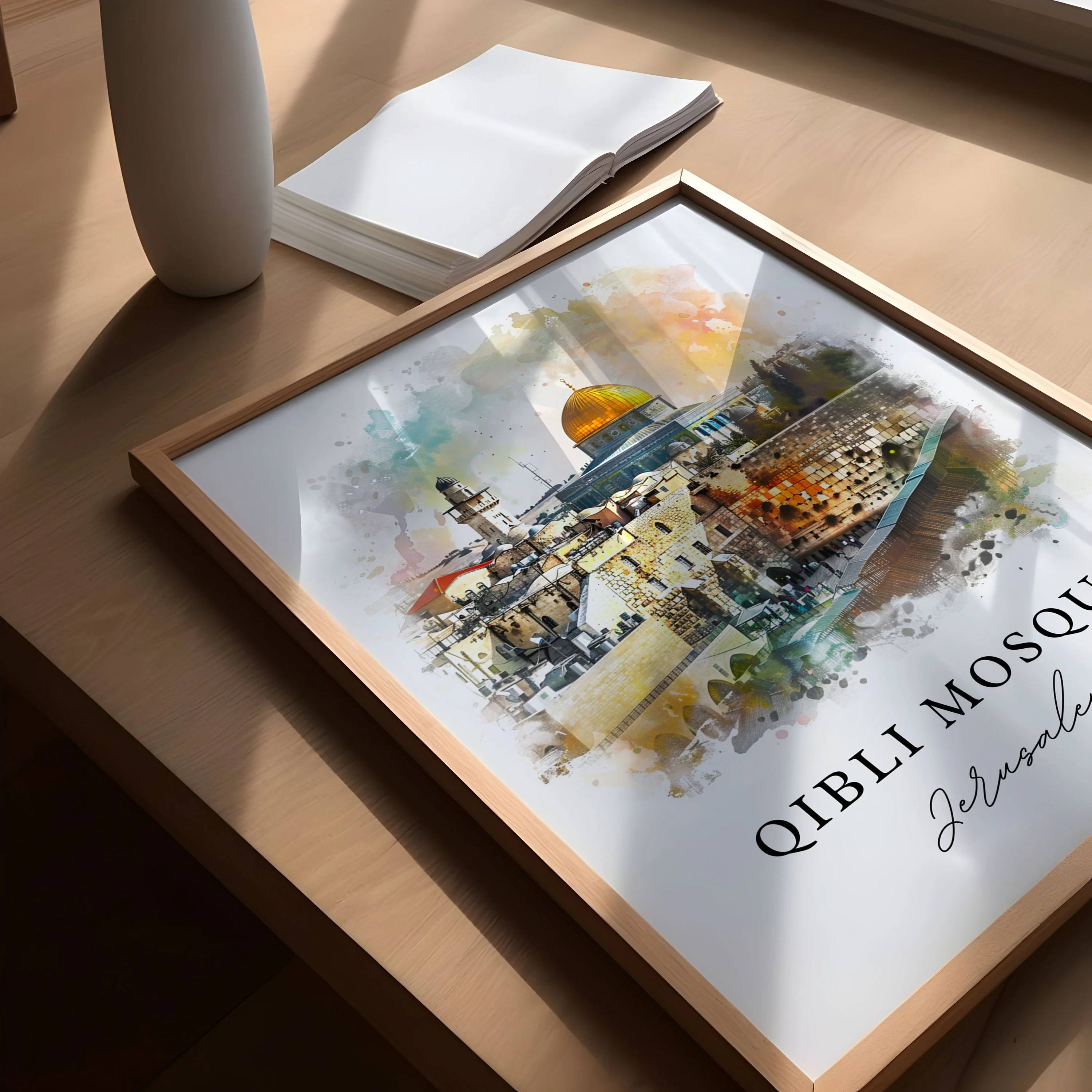 Jerusalem, Israel – Watercolor Art Print of Al-Aqsa Mosque - Image 3
