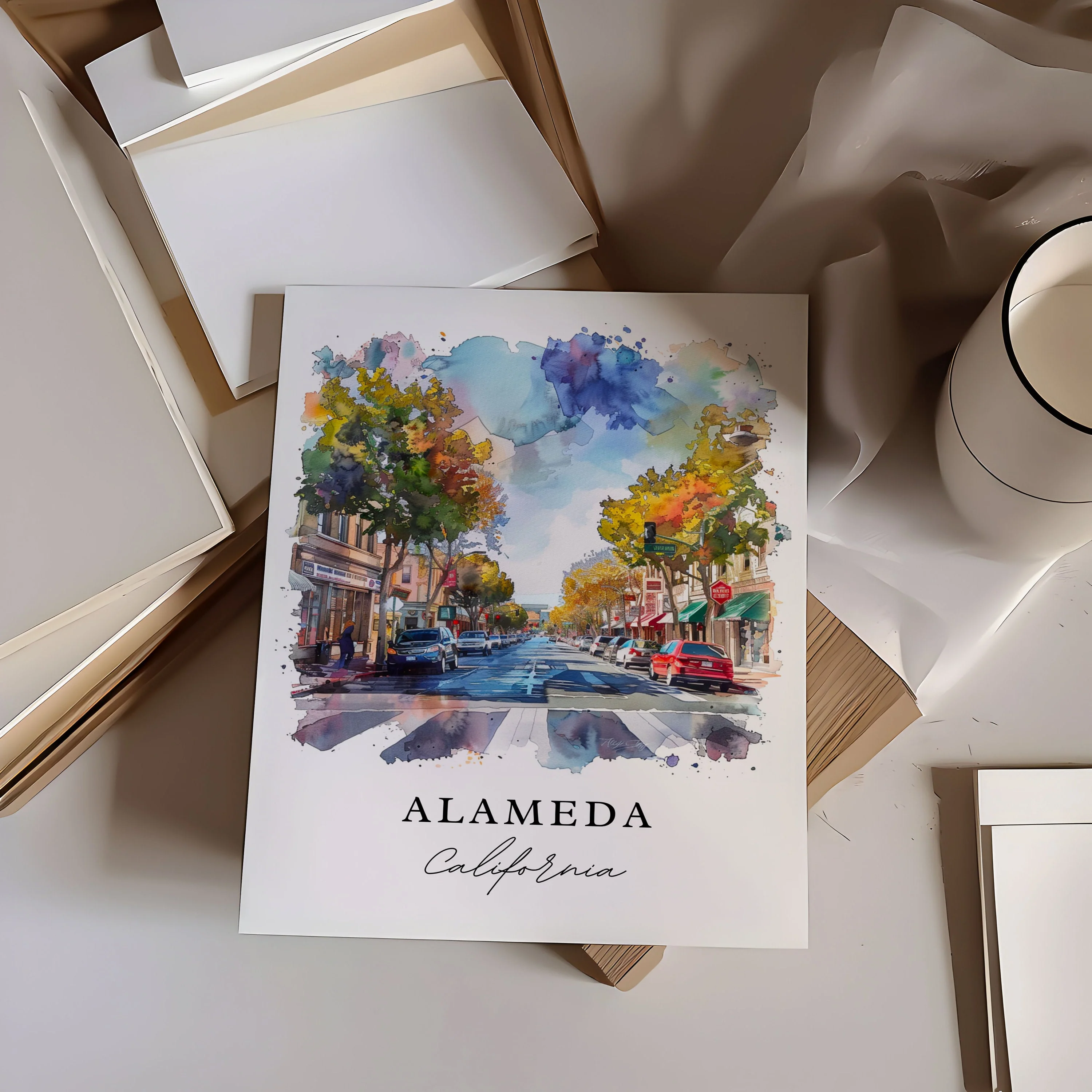 Alameda, California – Watercolor Art Print - Image 2