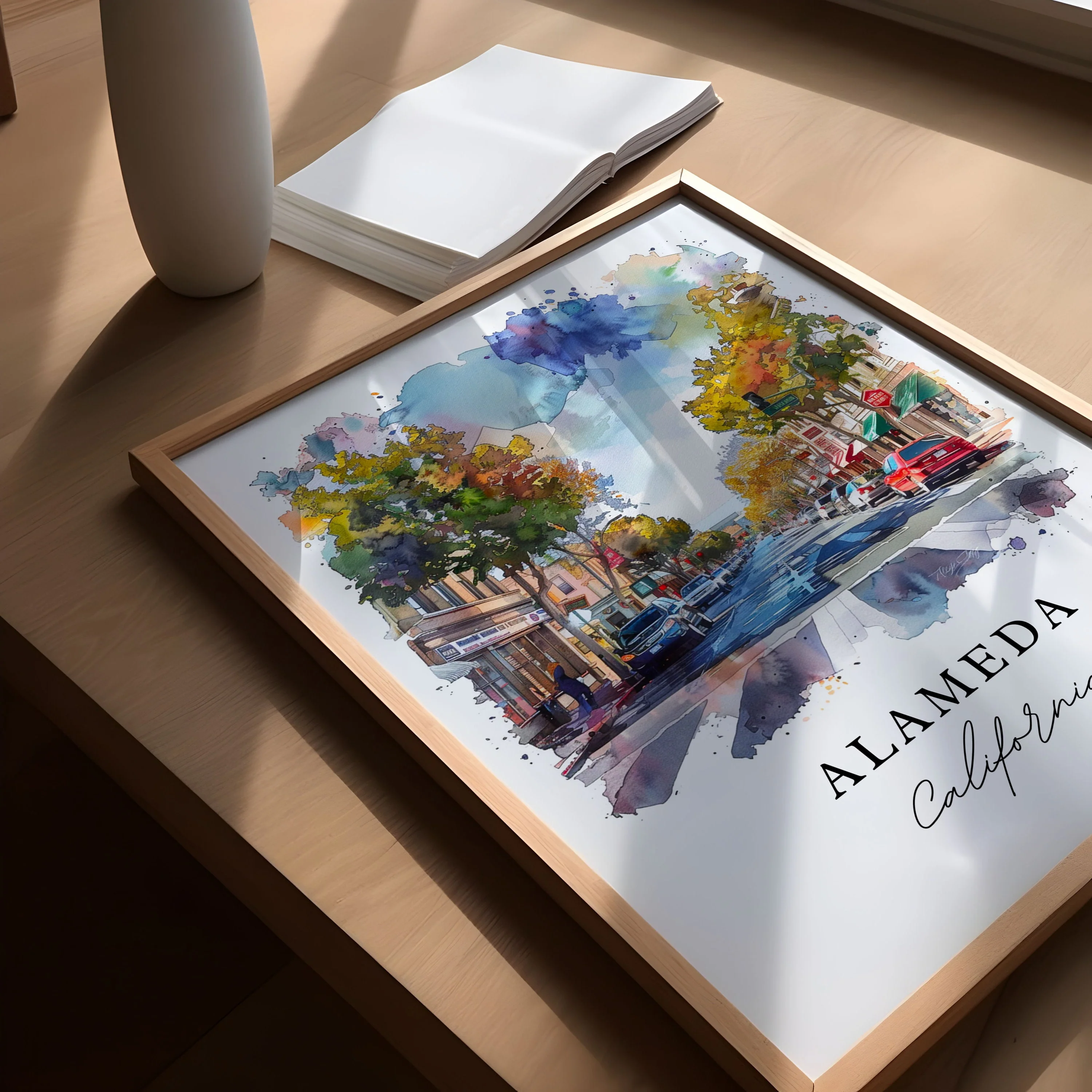 Alameda, California – Watercolor Art Print - Image 3