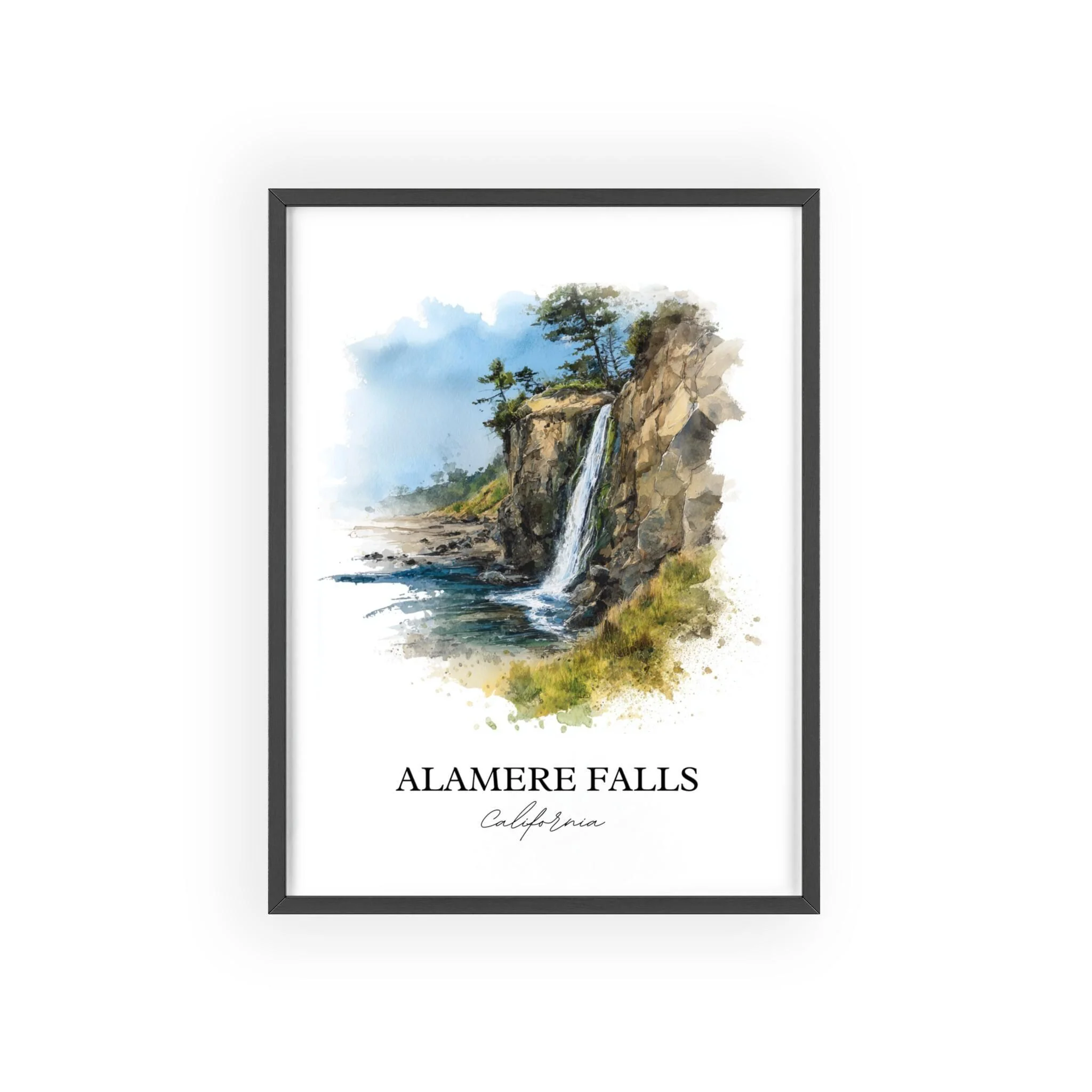 Alamere Falls, USA – Watercolor Art Print - Image 7
