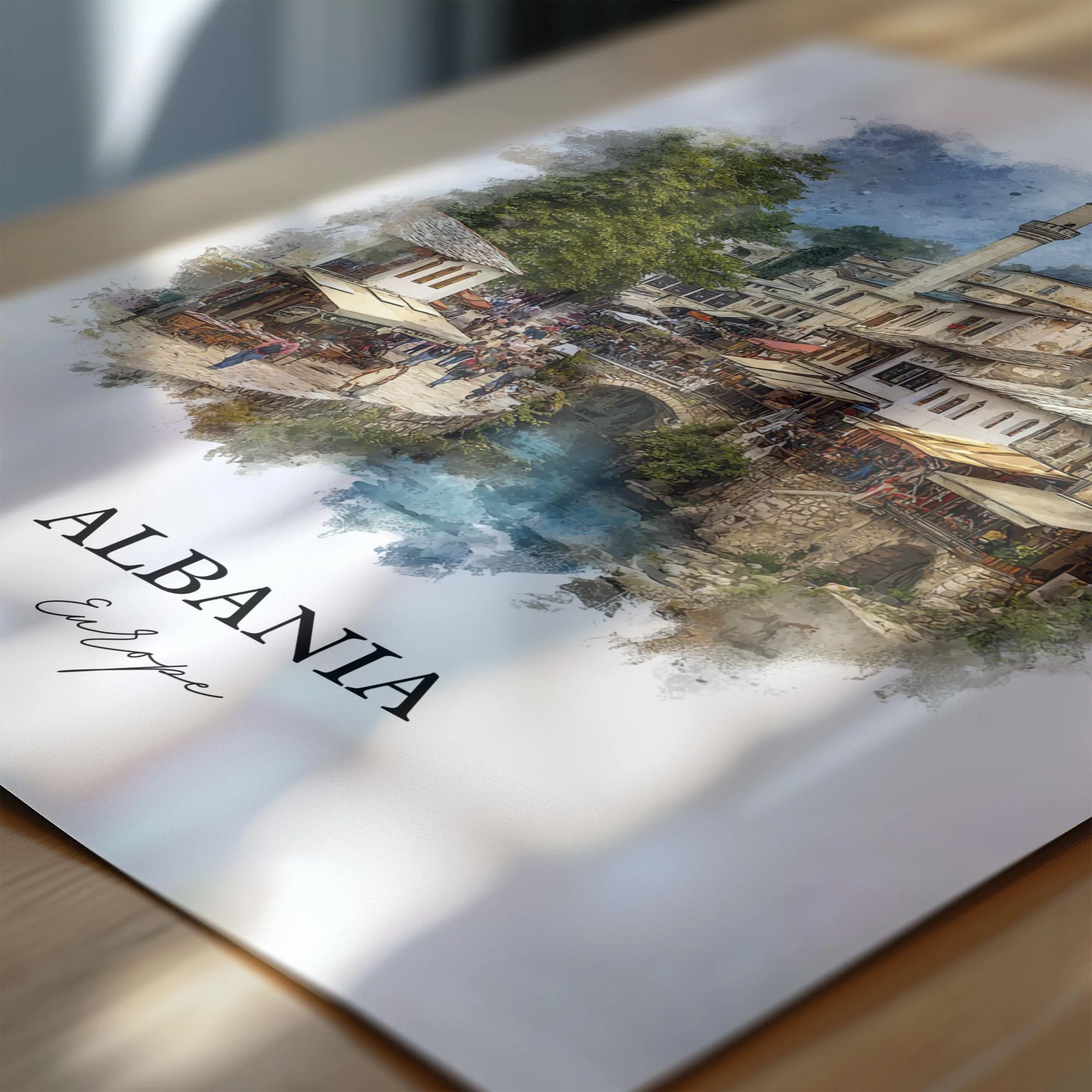 Albania, Europe – Watercolor Art Print - Image 2