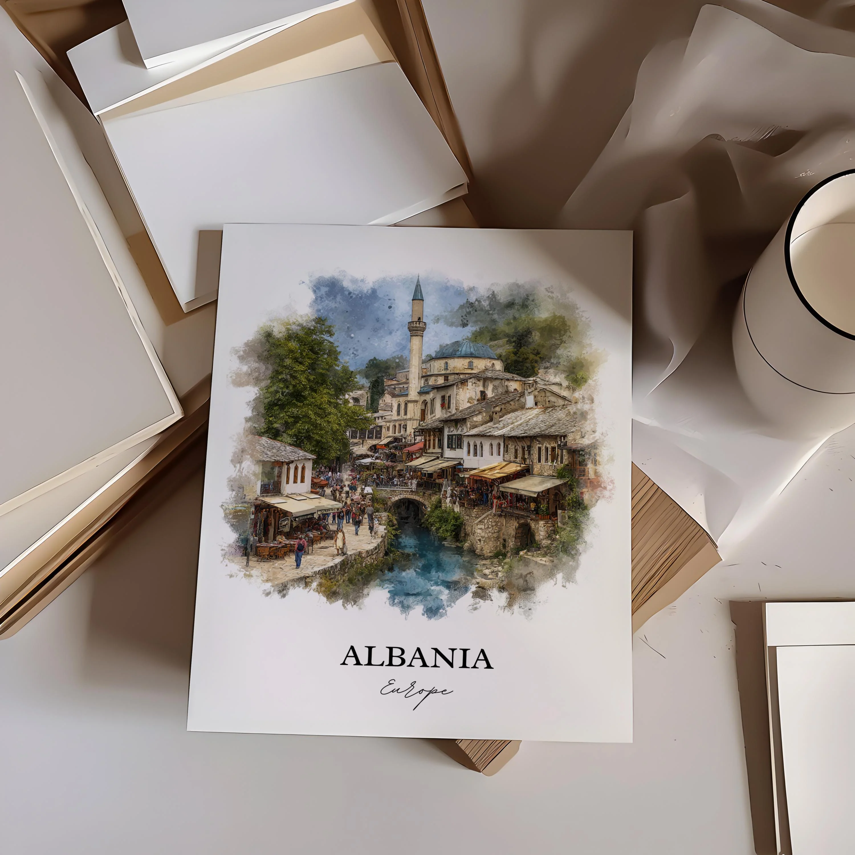 Albania, Europe – Watercolor Art Print - Image 5