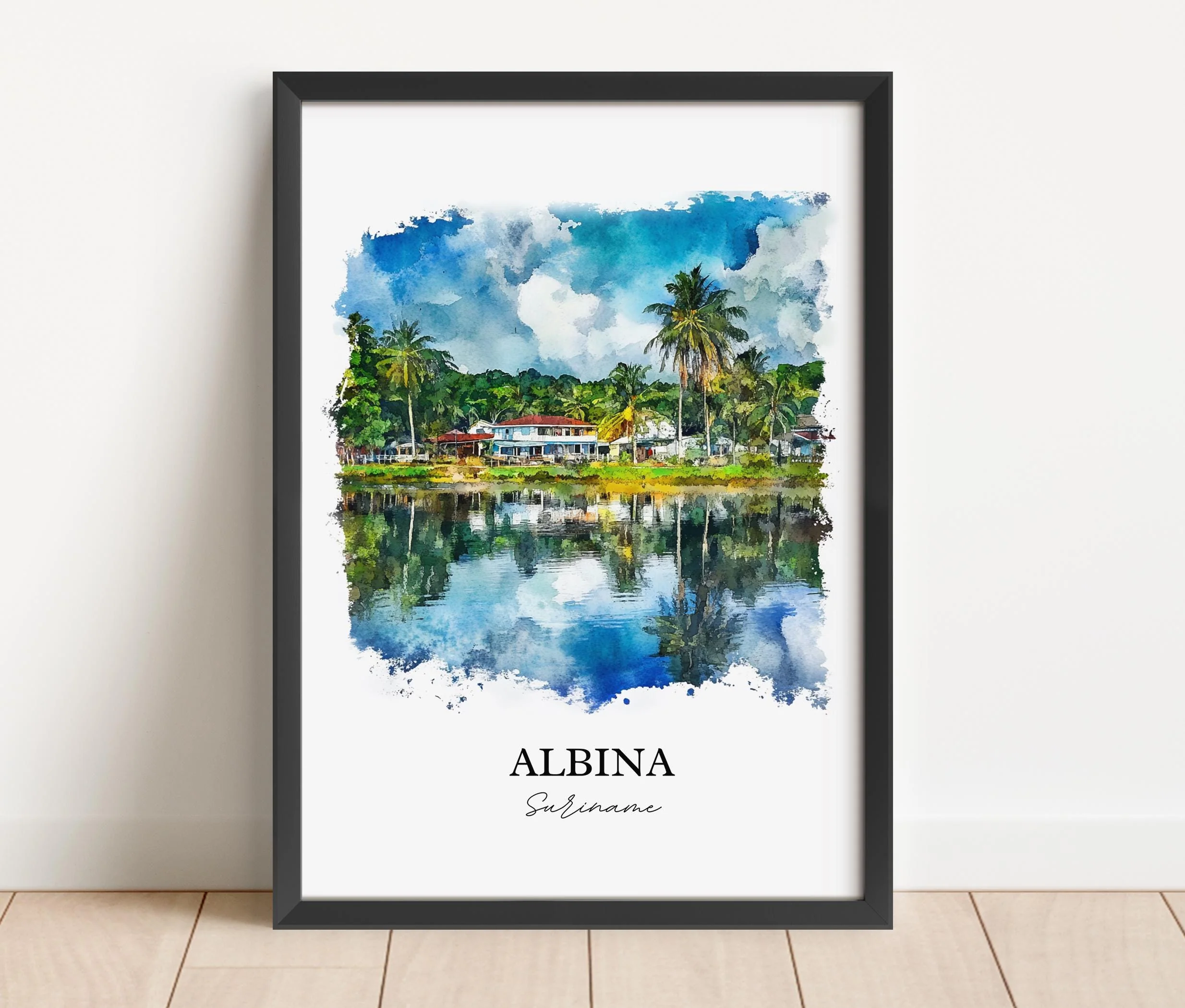 Albina, Suriname – Watercolor Art Print - Image 3