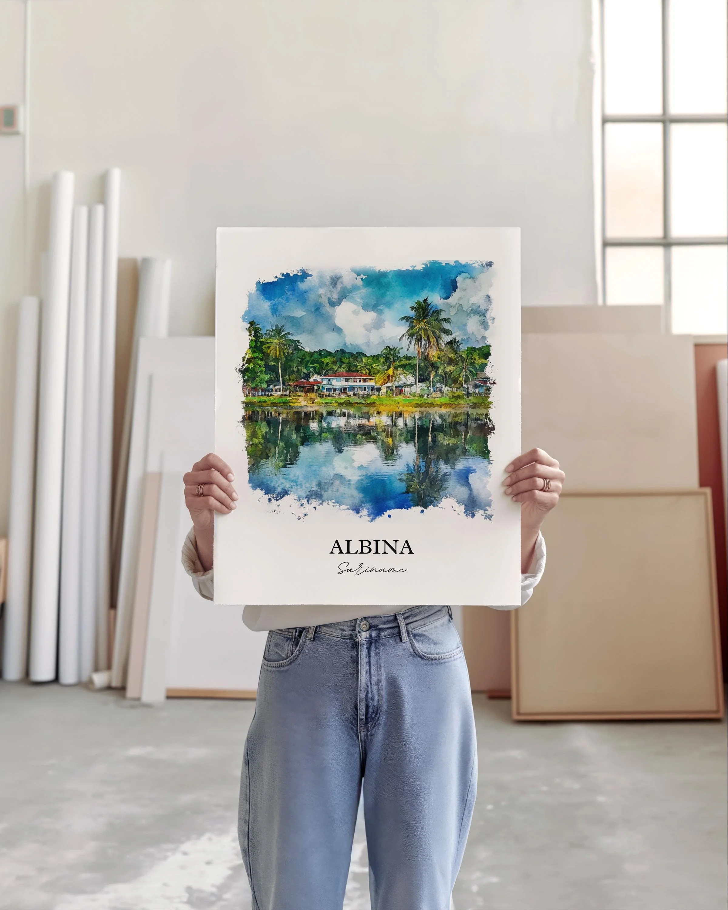 Albina, Suriname – Watercolor Art Print - Image 5