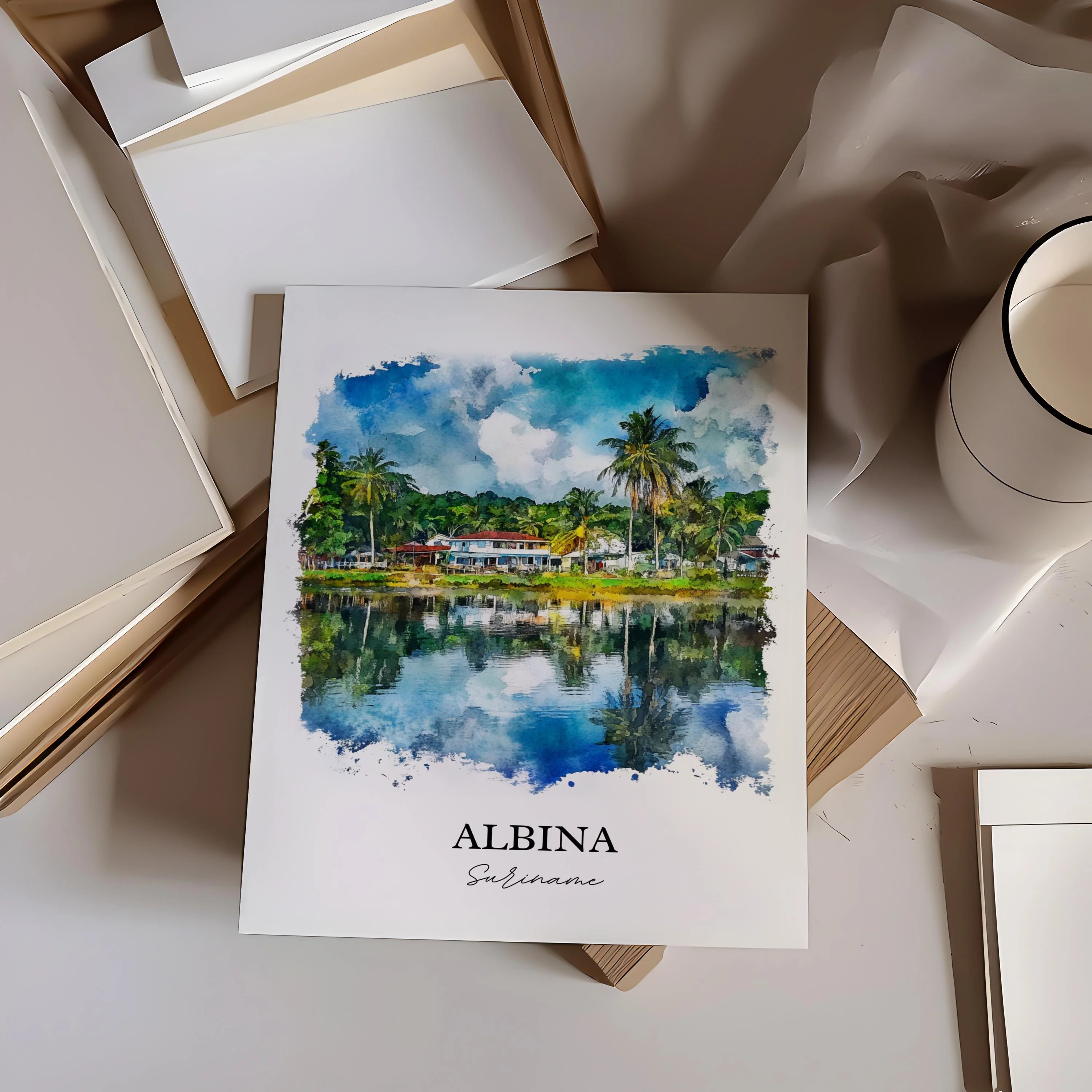 Albina, Suriname – Watercolor Art Print - Image 6