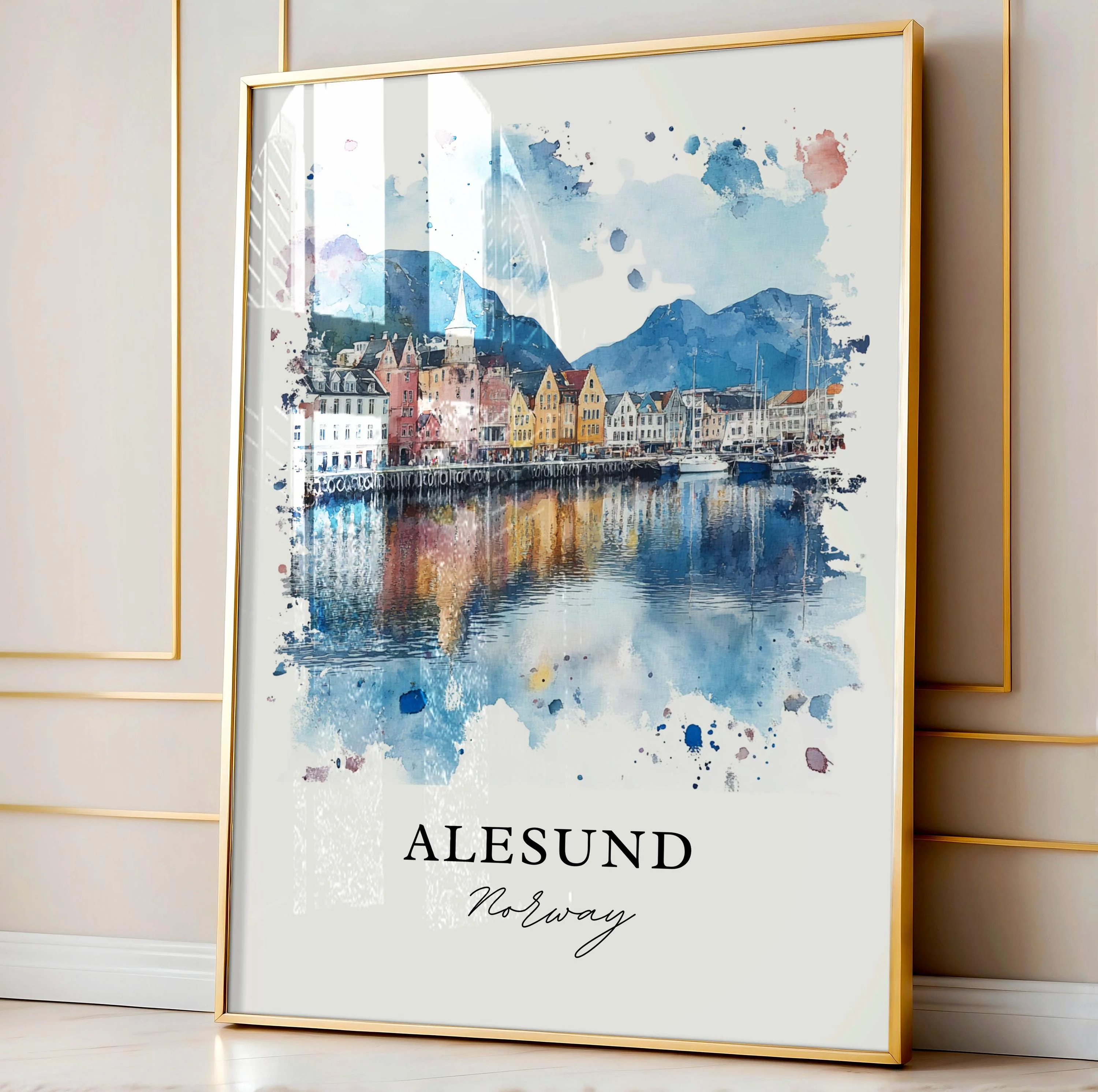 Alesund, Norway – Watercolor Art Print - Image 6