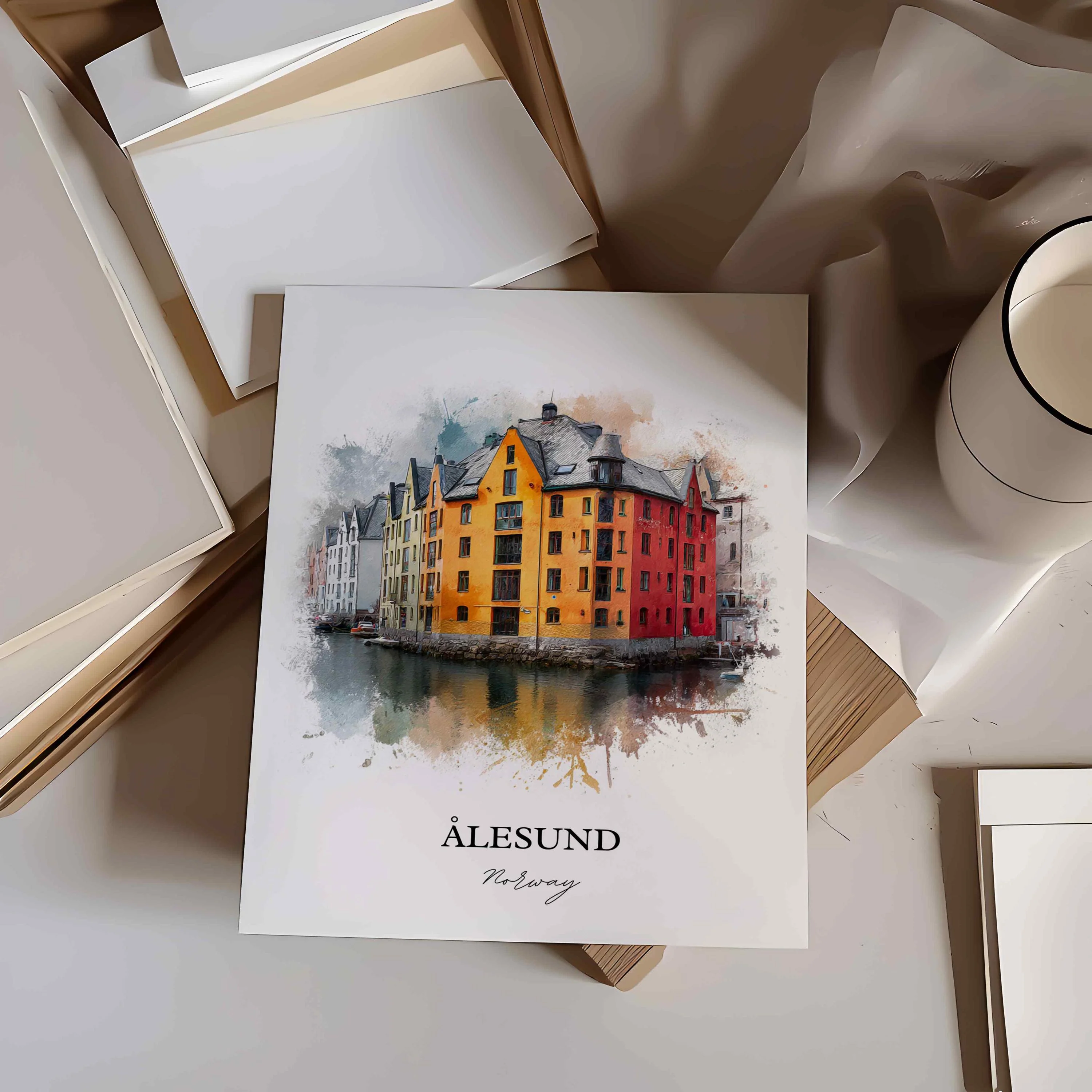 Ålesund, Norway – Watercolor Art Print - Image 8