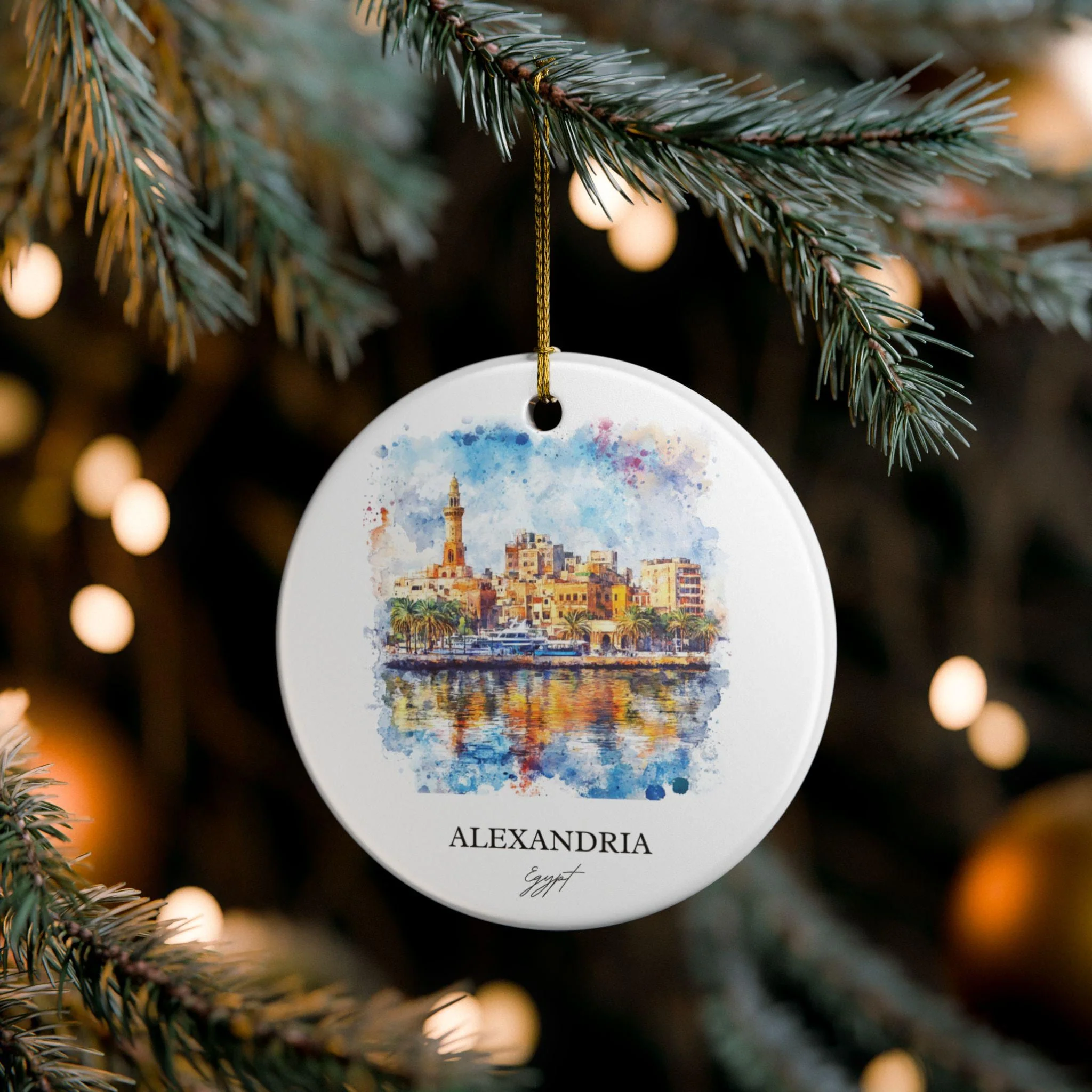 Alexandria Egypt Ornament: Unique Alexandria Souvenir, Egypt Xmas Decor, and Authentic Egypt Gift - Image 3