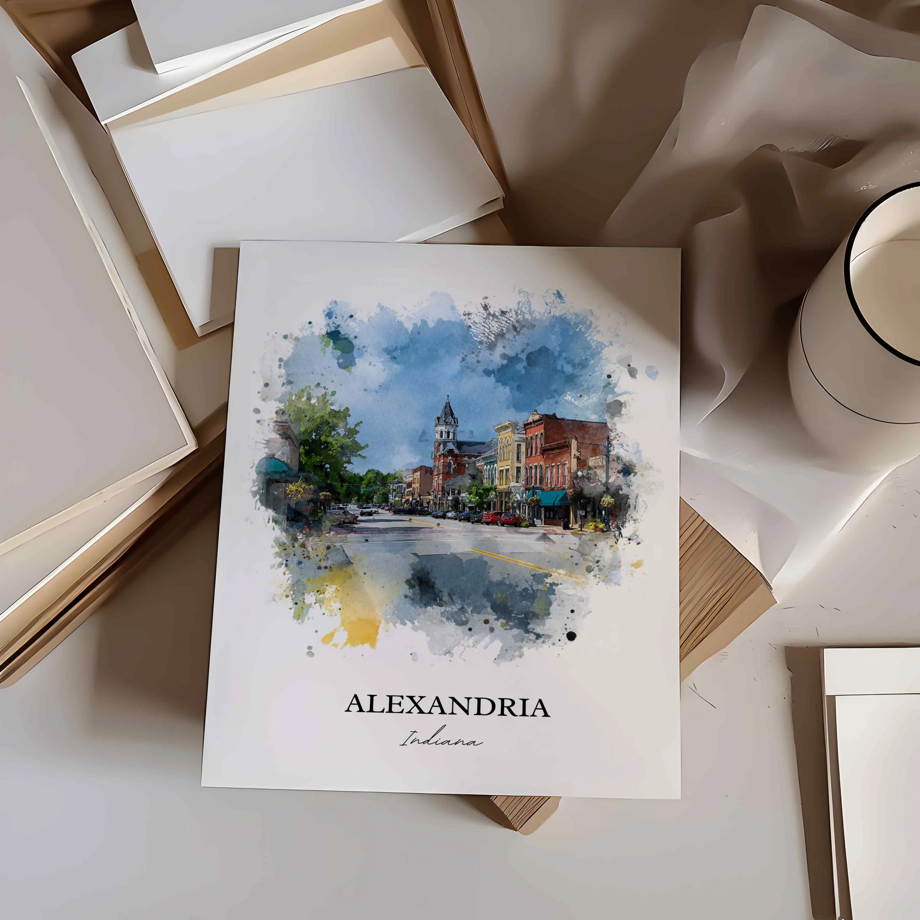 Alexandria, Indiana – Watercolor Art Print - Image 8