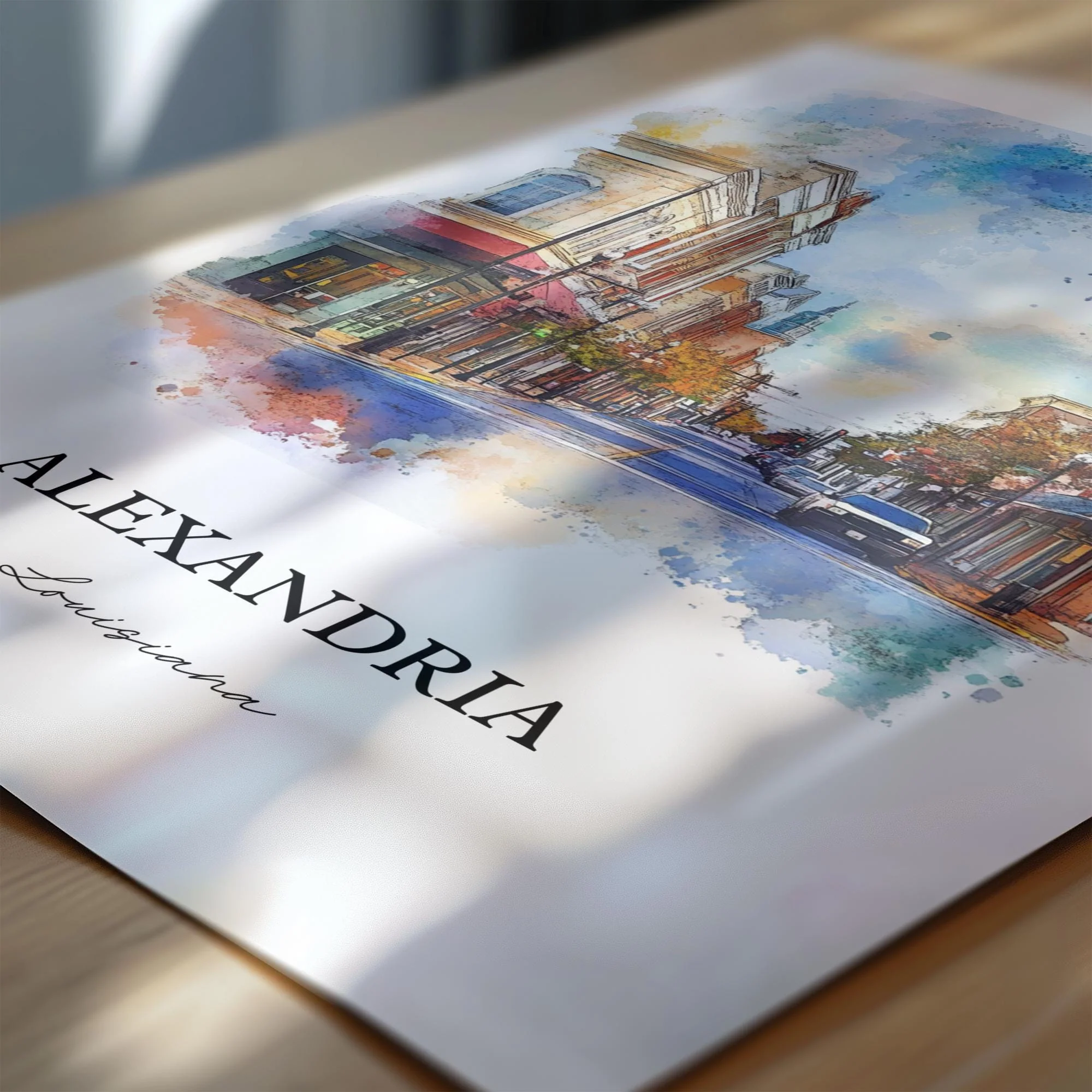Alexandria, Louisiana, Louisiana – Watercolor Art Print - Image 2