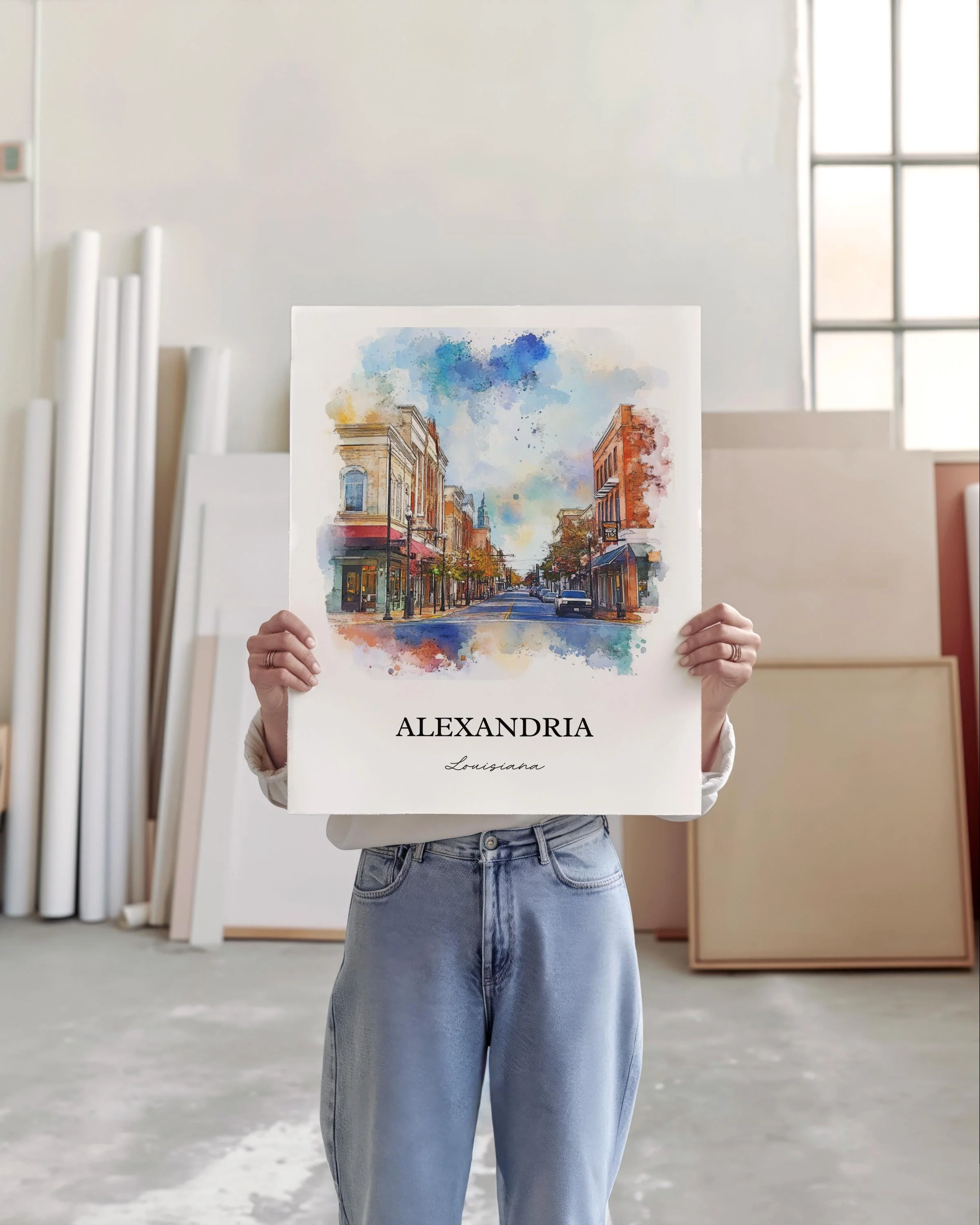 Alexandria, Louisiana, Louisiana – Watercolor Art Print - Image 4