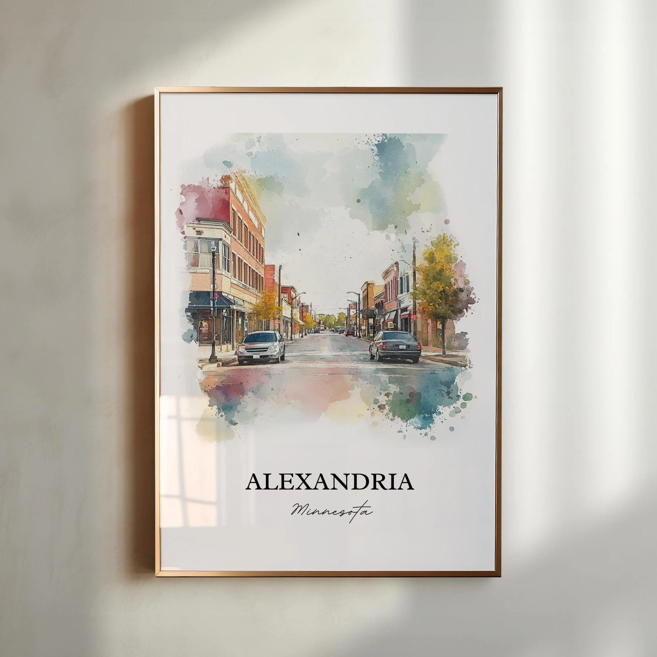 Alexandria, MN, USA – Watercolor Art Print