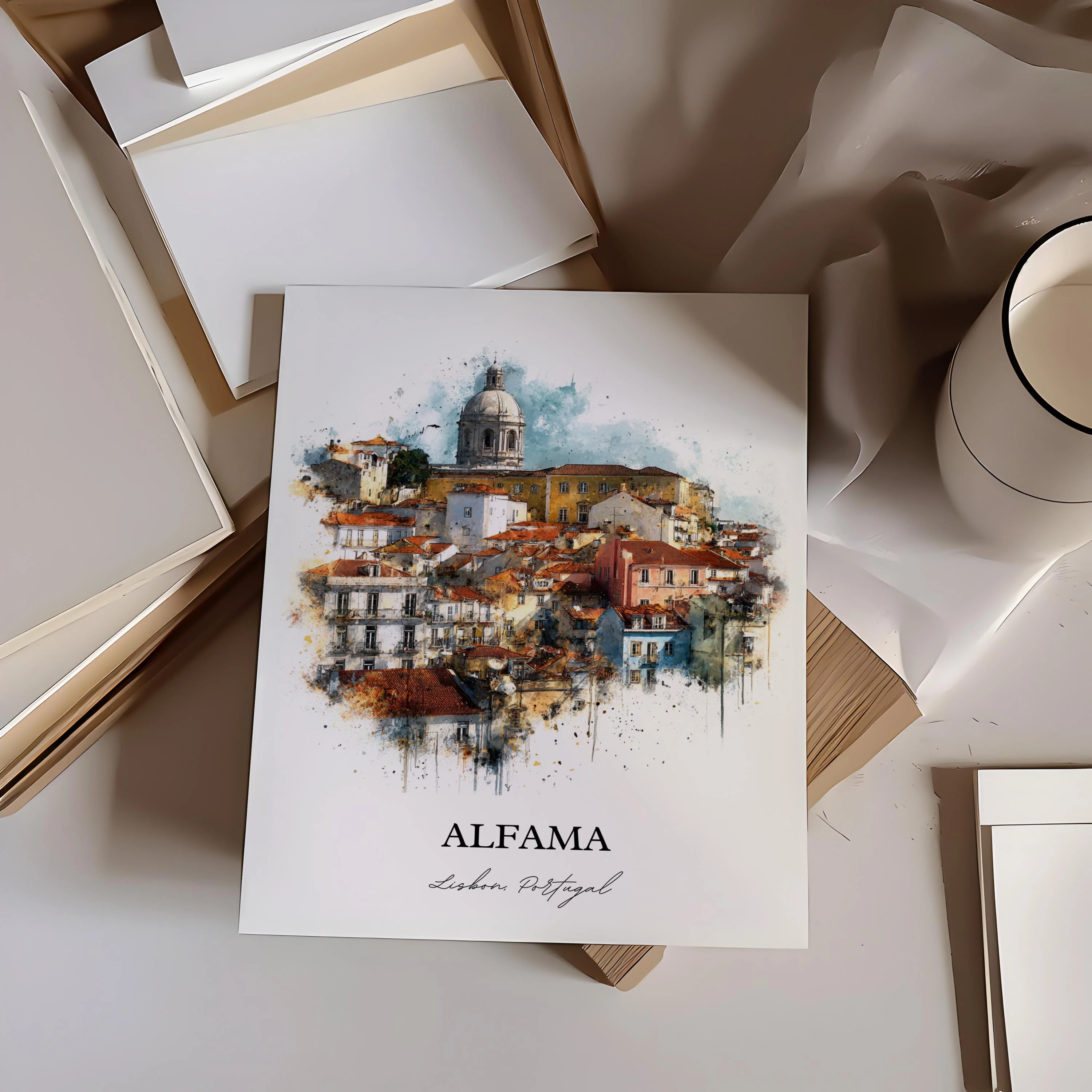 Alfama, Portugal – Watercolor Art Print - Image 3