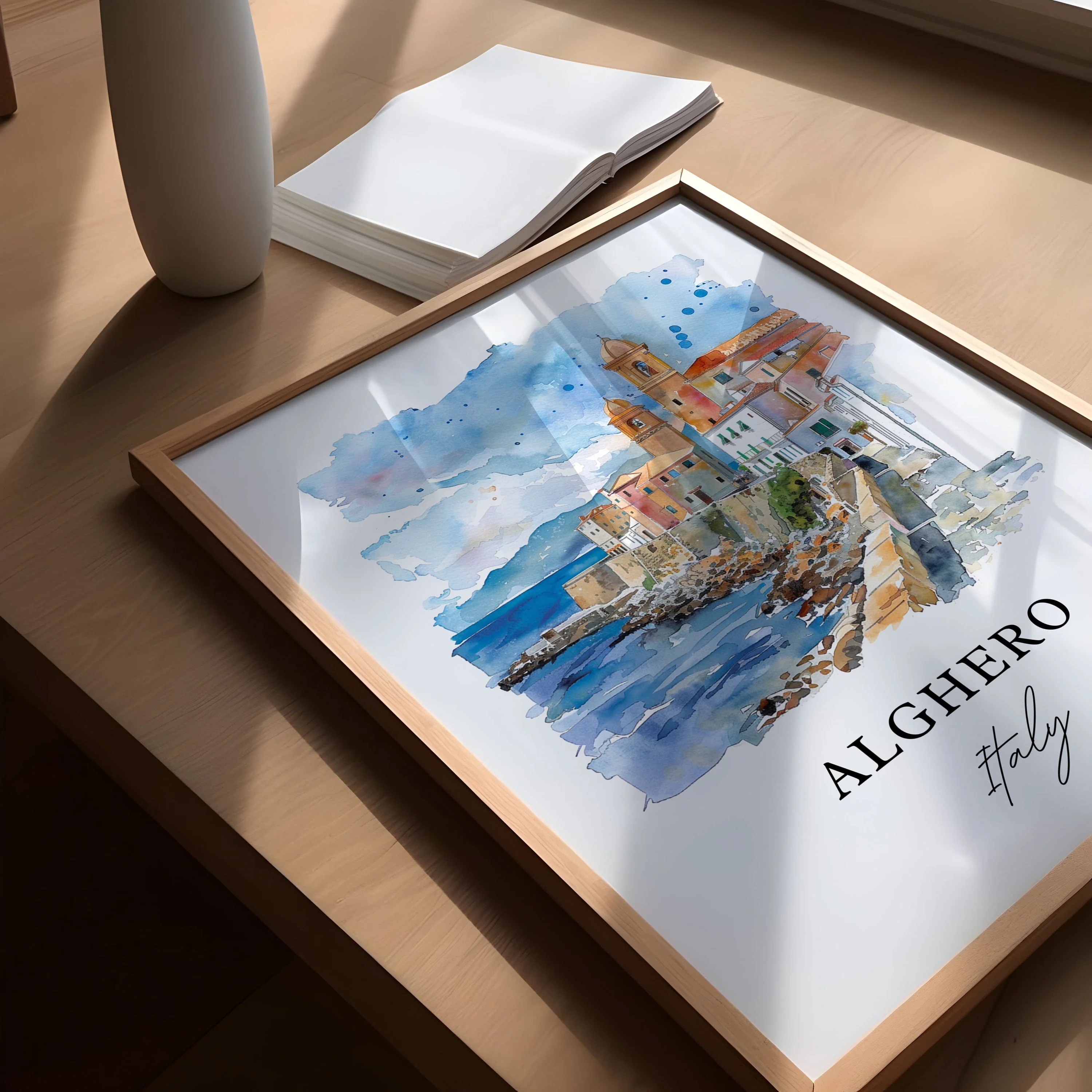 Alghero, Italy – Watercolor Art Print - Image 3