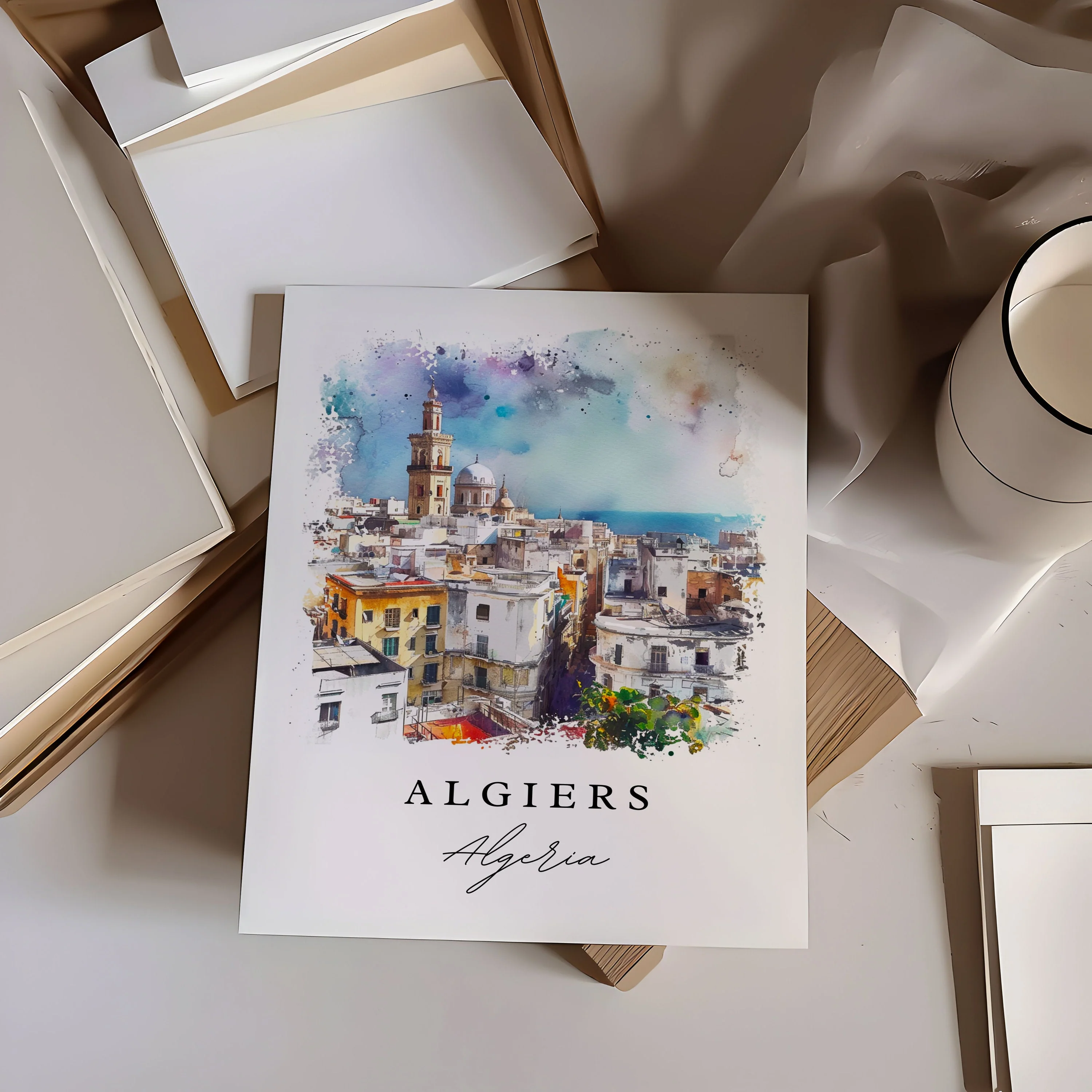 Algiera, Algeria – Watercolor Art Print - Image 2