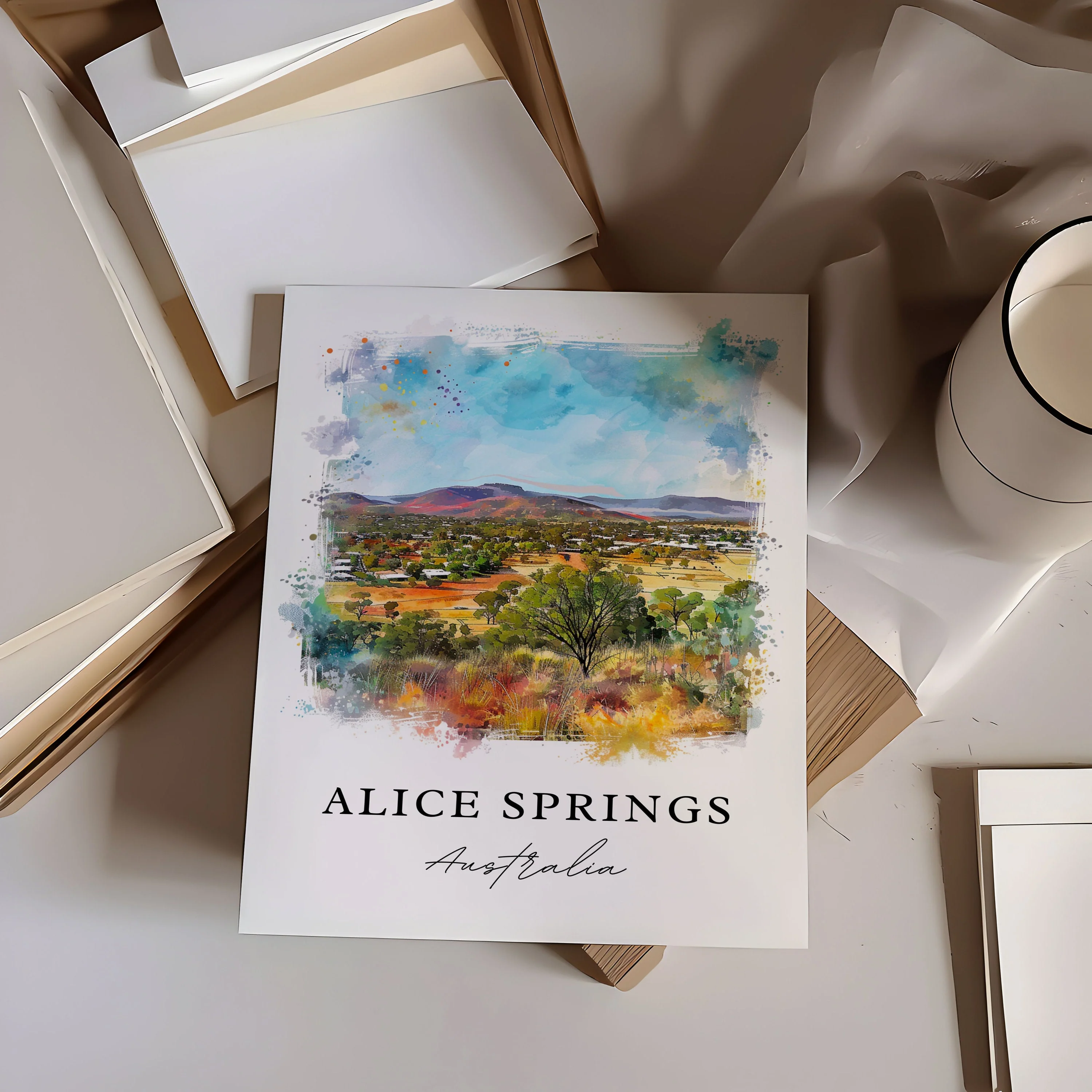 Alice Springs, Australia – Watercolor Art Print - Image 2
