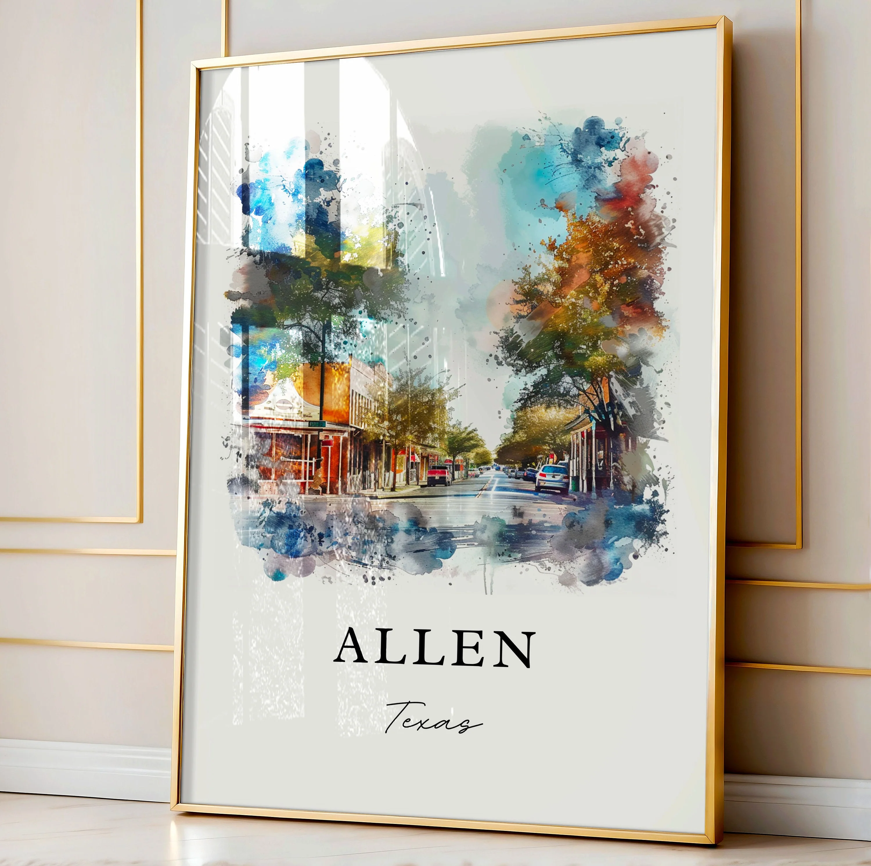 Allen, Texas – Watercolor Art Print - Image 4