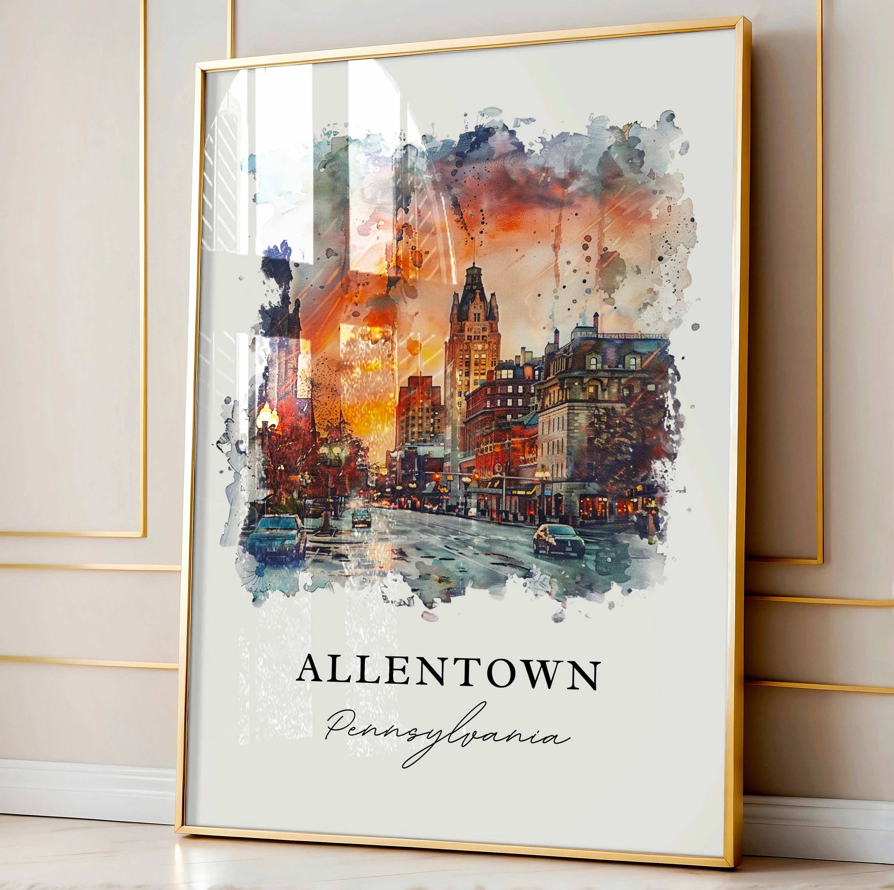 Allentown, Pennsylvania, Pennsylvania – Watercolor Art Print - Image 4