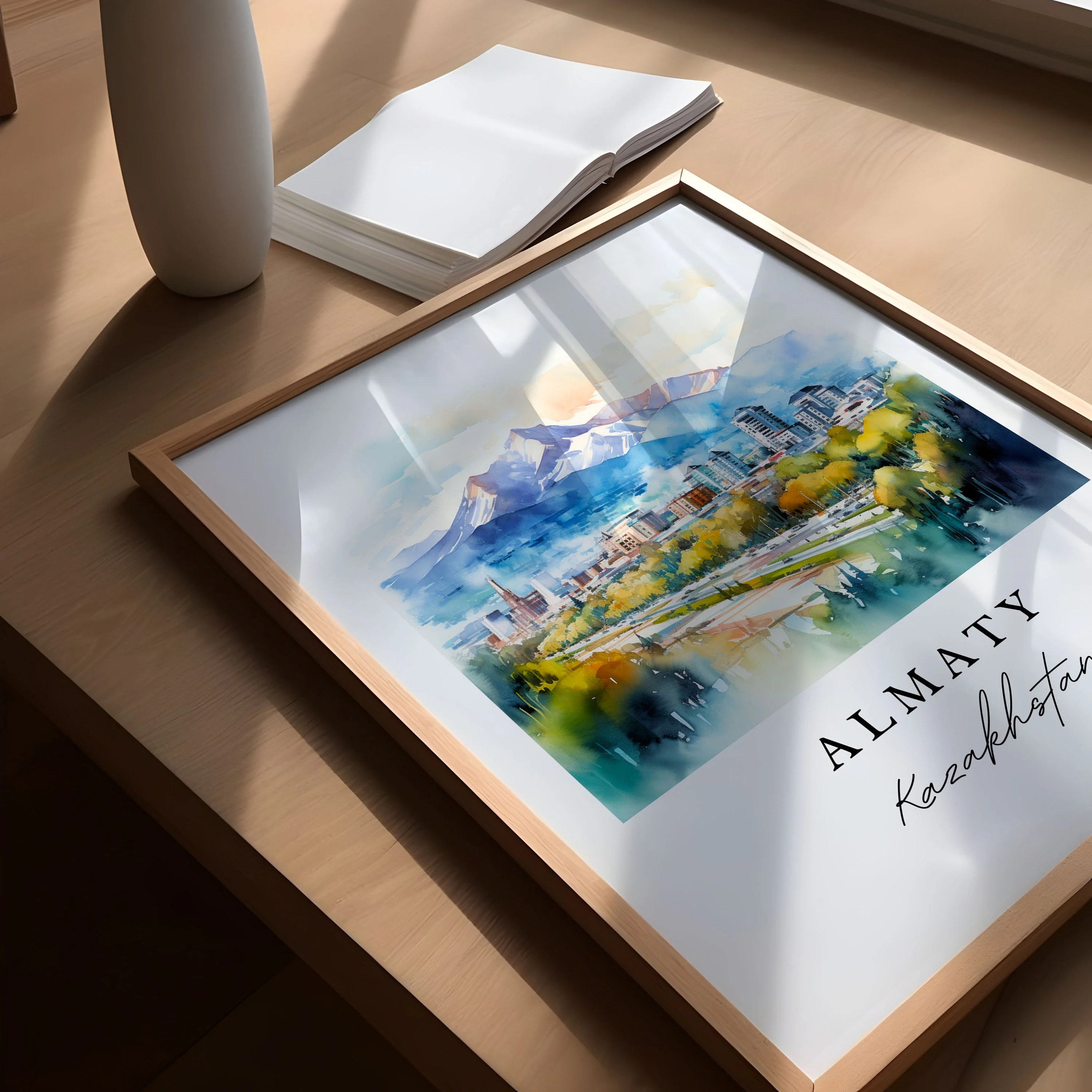 Almaty, Kazakhstan – Watercolor Art Print - Image 3