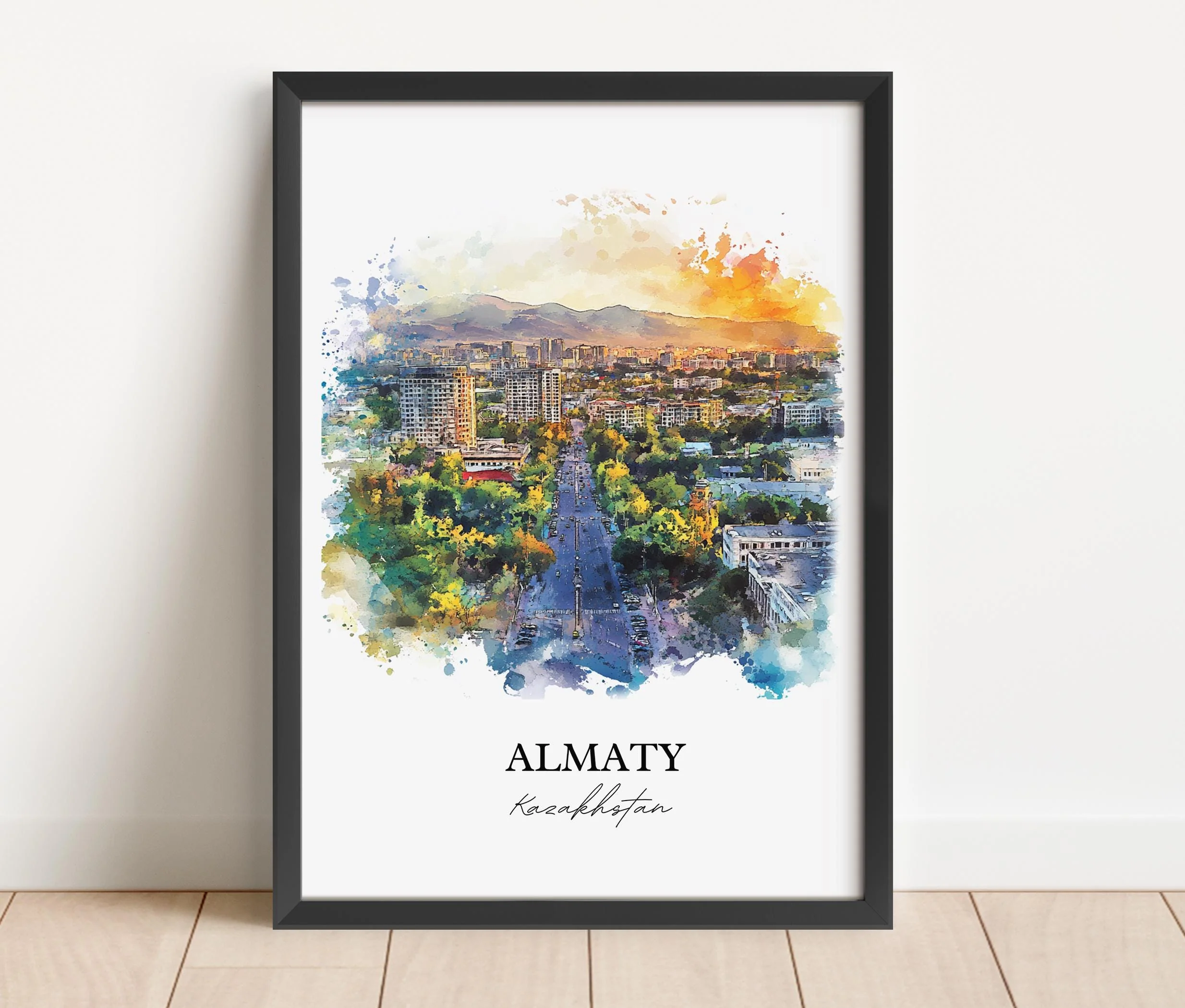 Almaty, Kazakhstan – Watercolor Art Print - Image 3