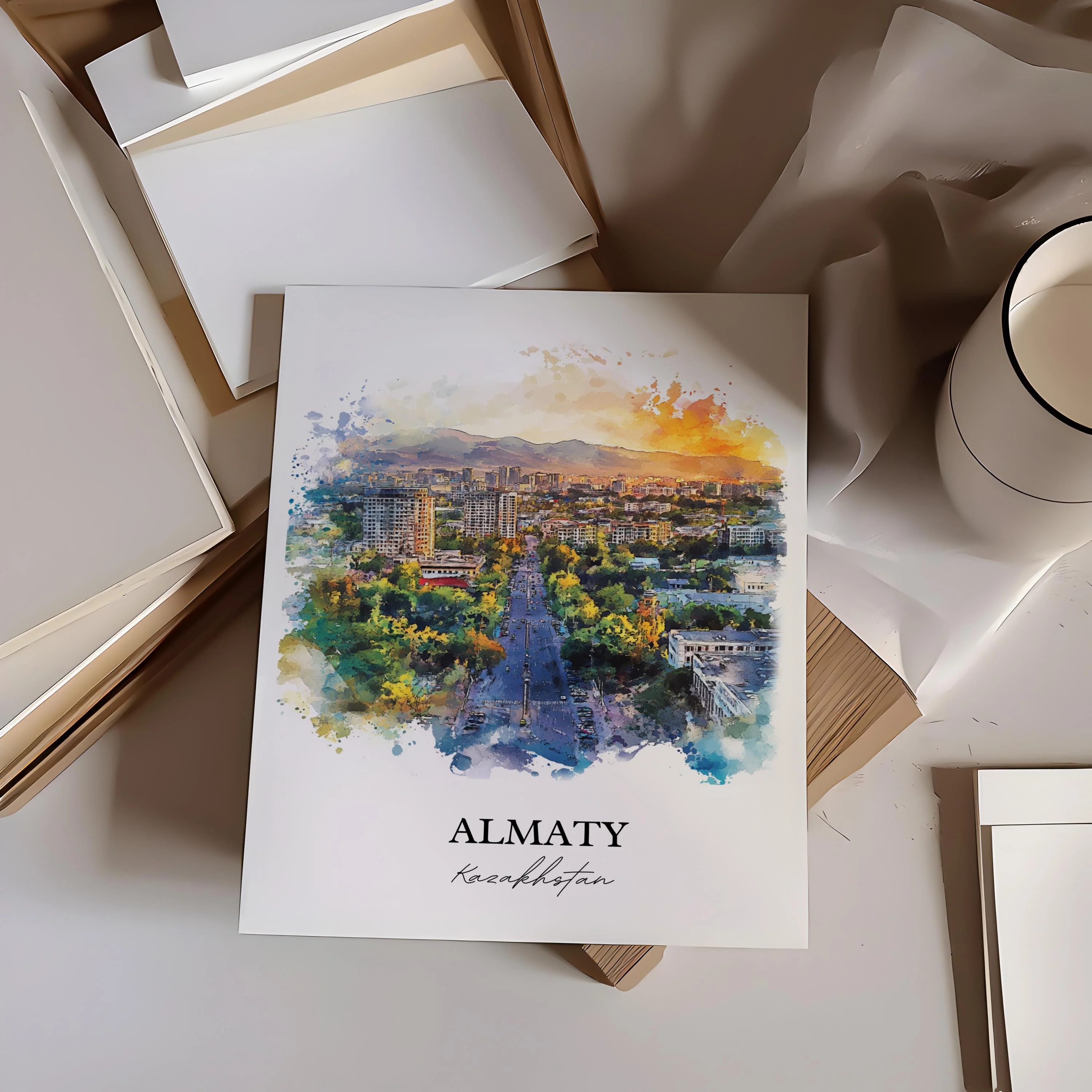 Almaty, Kazakhstan – Watercolor Art Print - Image 6
