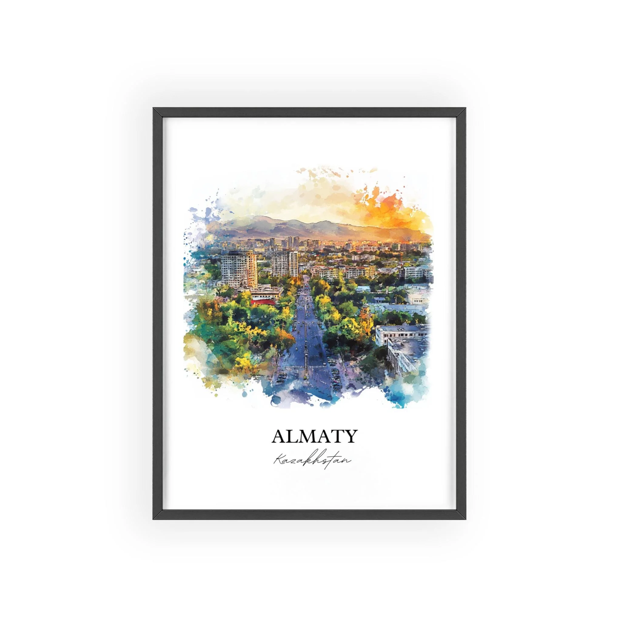 Almaty, Kazakhstan – Watercolor Art Print - Image 7