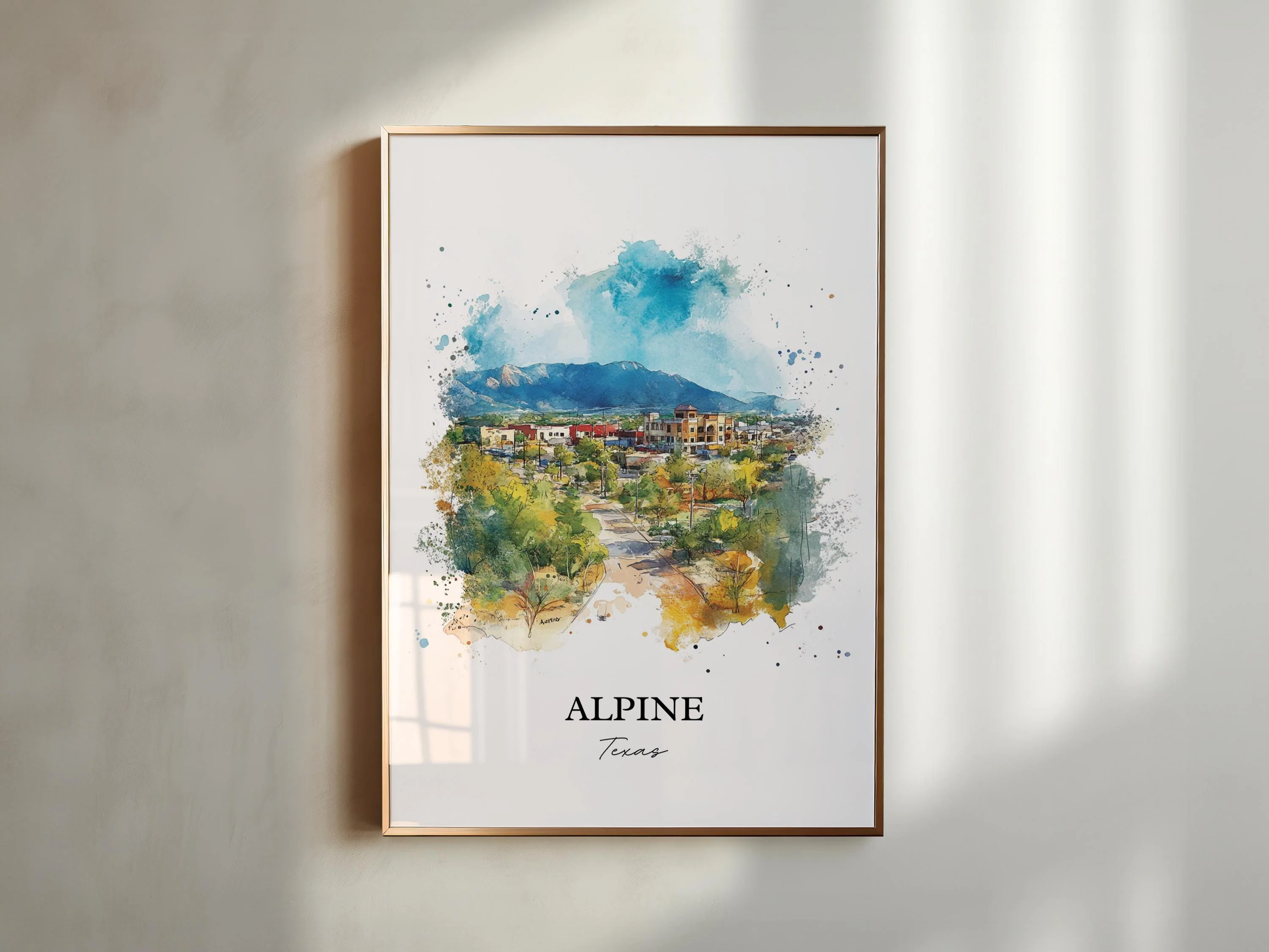 Alpine, Texas, USA – Watercolor Art Print - Image 3