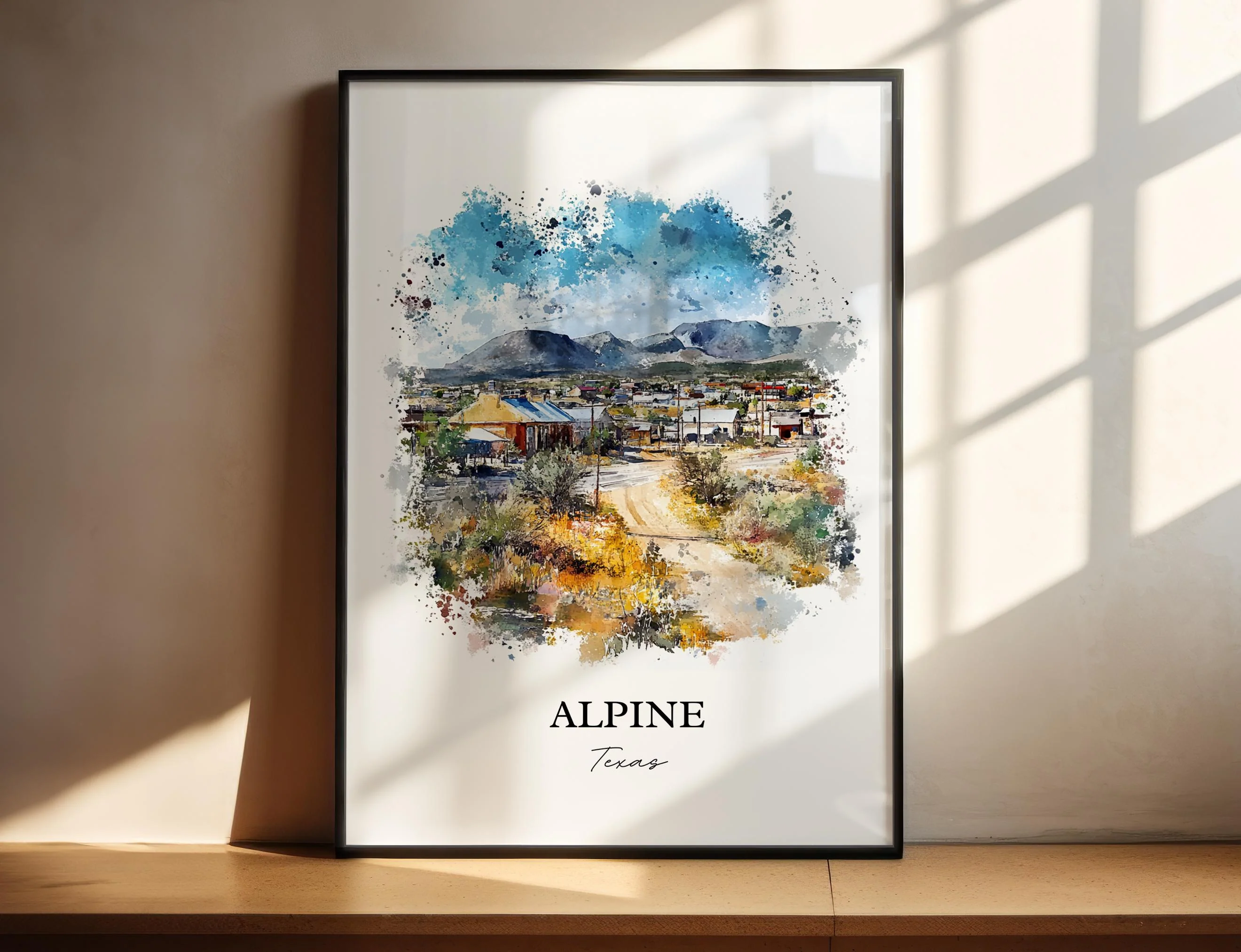Alpine, Texas, USA – Watercolor Art Print