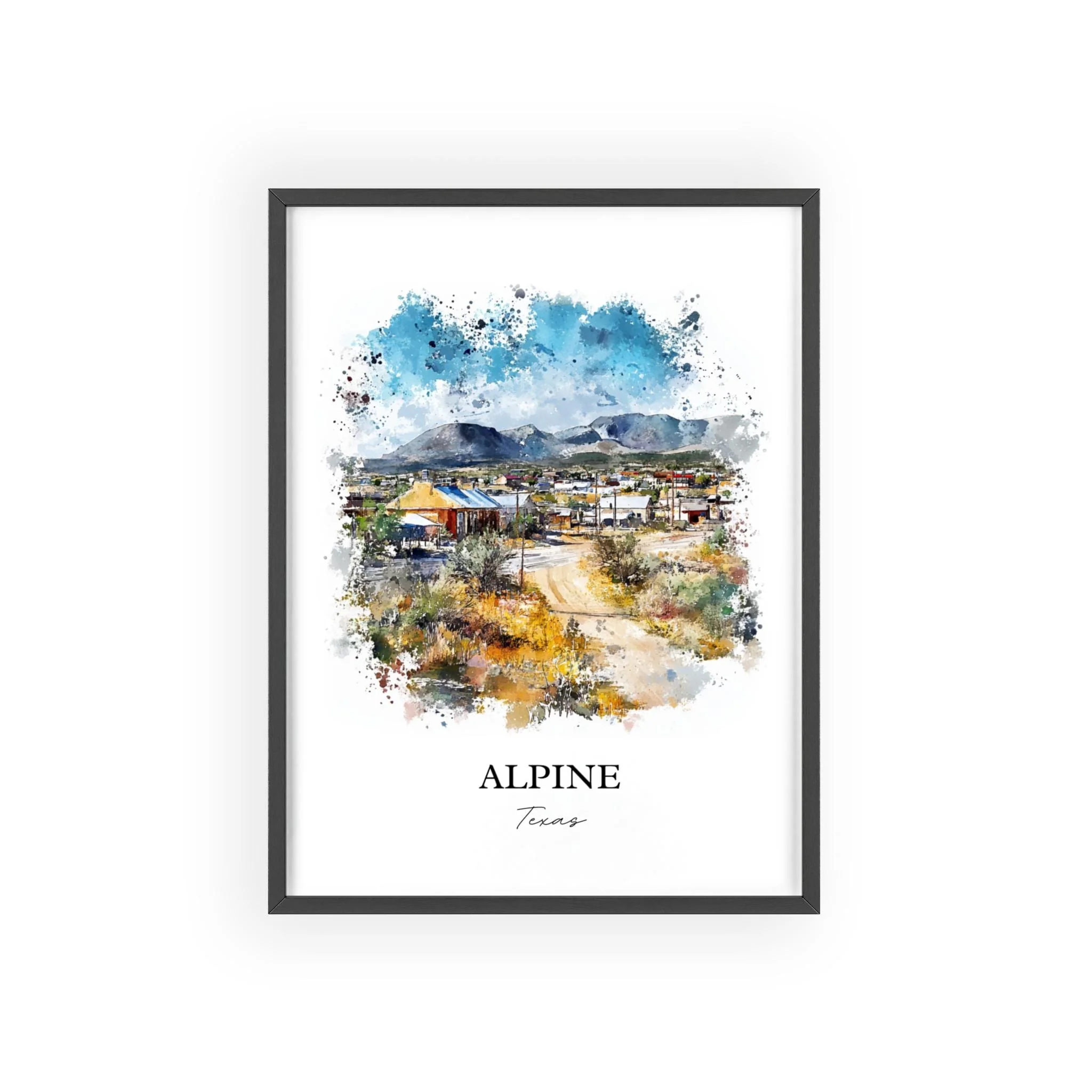 Alpine, Texas, USA – Watercolor Art Print - Image 7