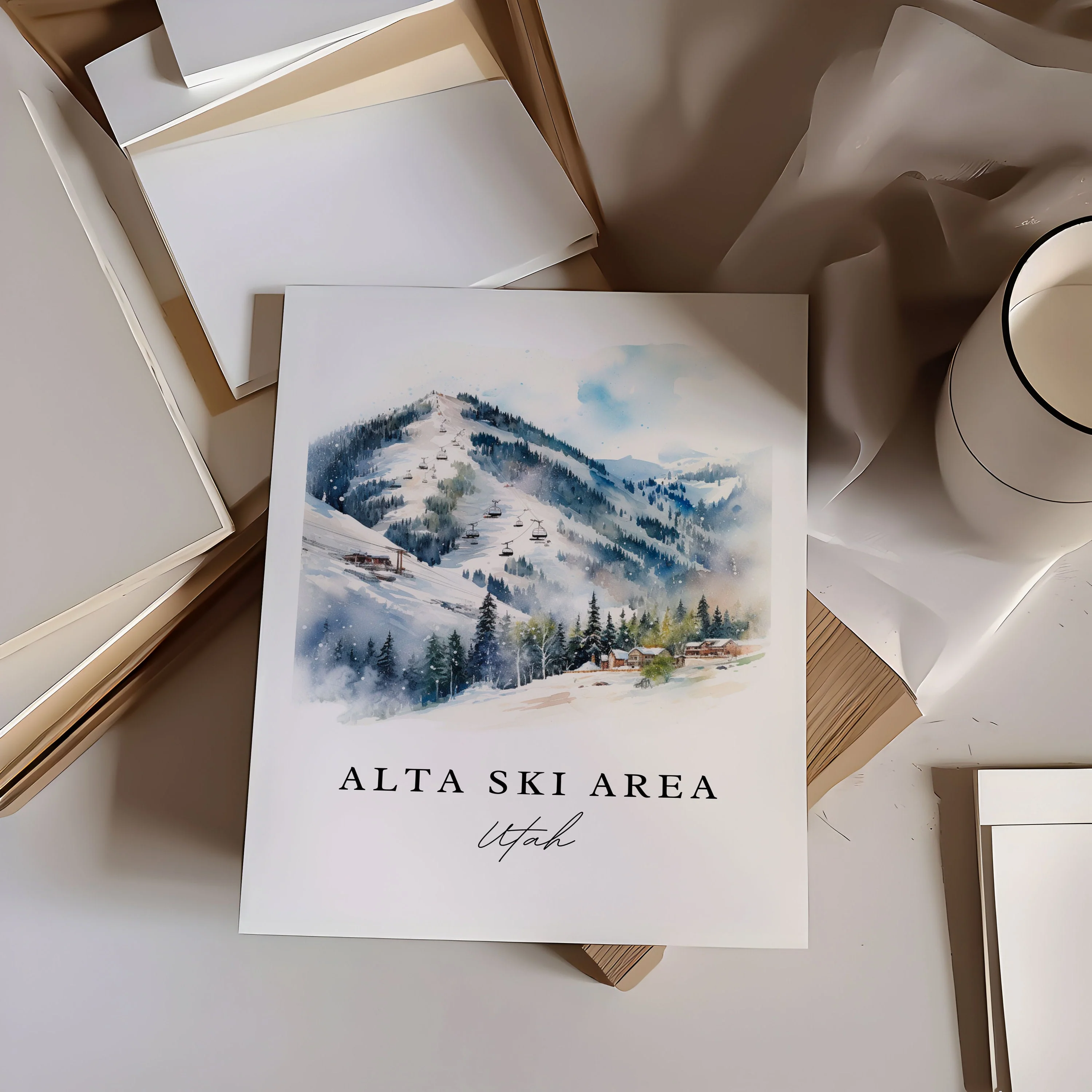 Alta, Utah, Utah – Watercolor Art Print - Image 2