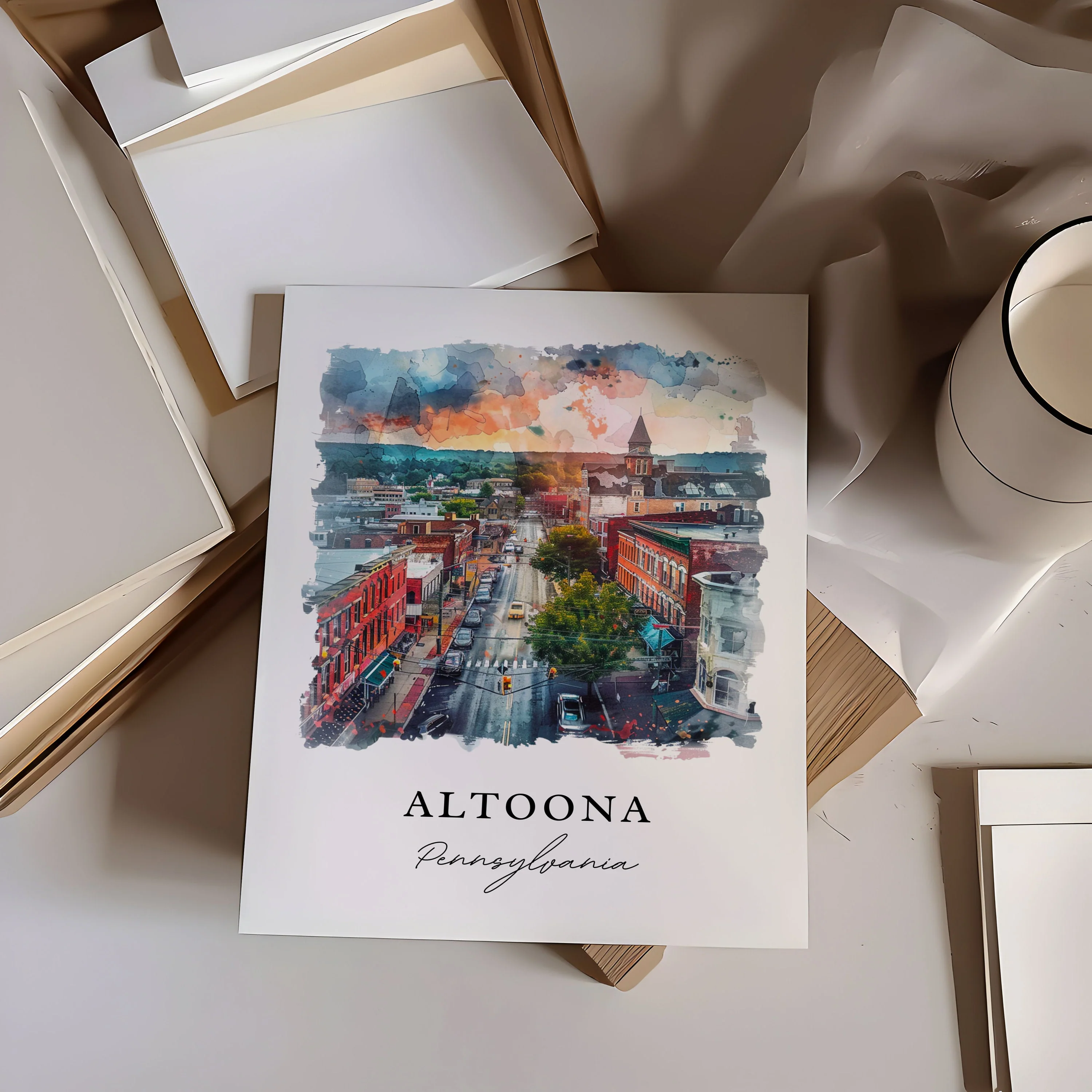 Altoona, Pennsylvania – Watercolor Art Print - Image 2